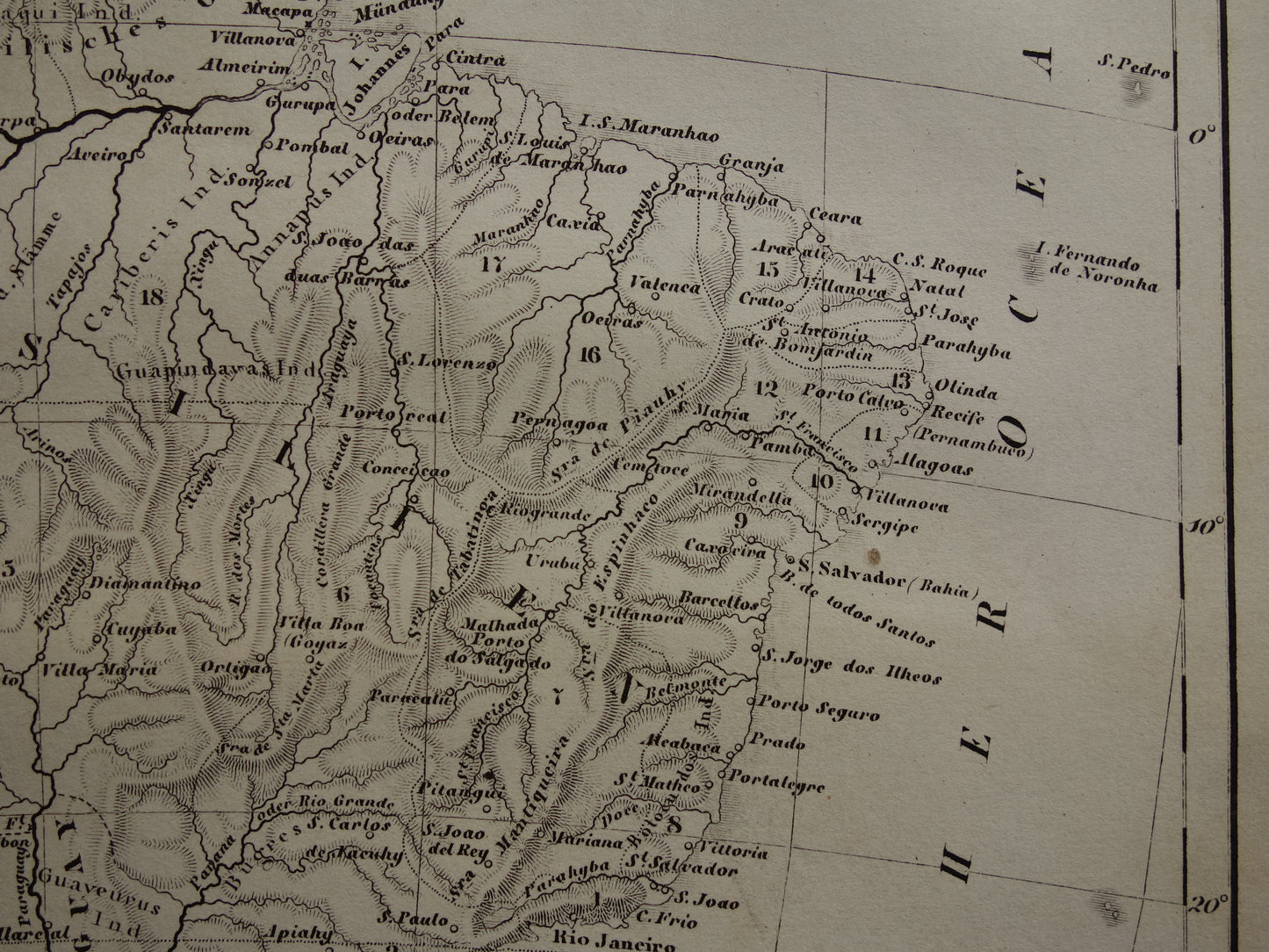 SOUTH AMERICA antique map 170+ year old map of continent from 1849 - original vintage historical maps Brazil Patagonia Suriname