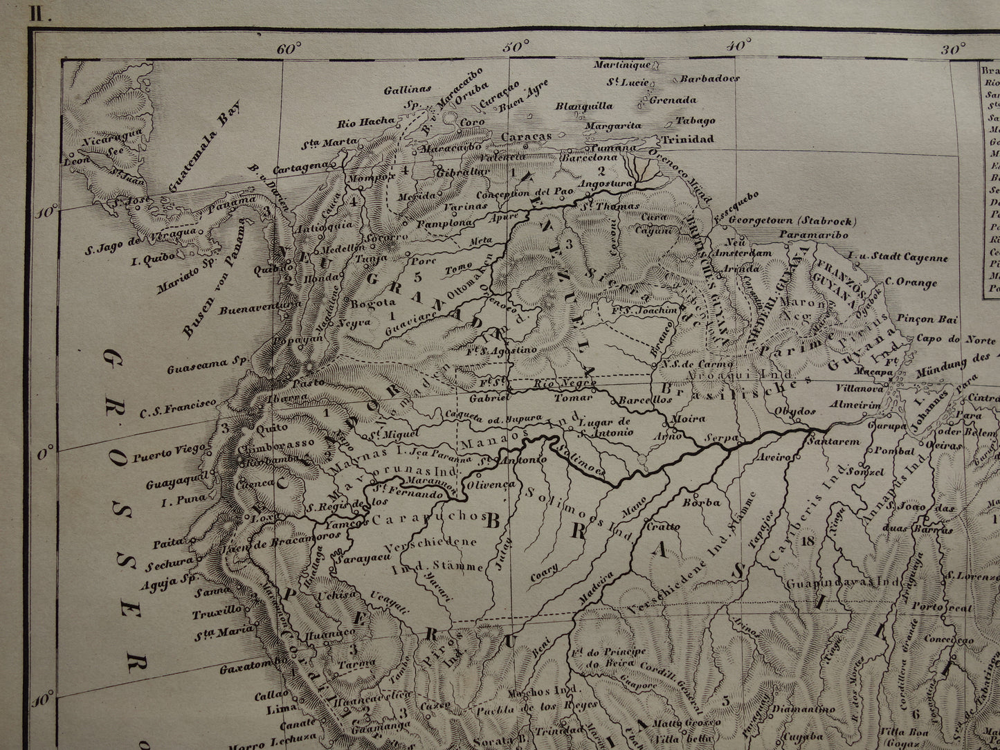 SOUTH AMERICA antique map 170+ year old map of continent from 1849 - original vintage historical maps Brazil Patagonia Suriname