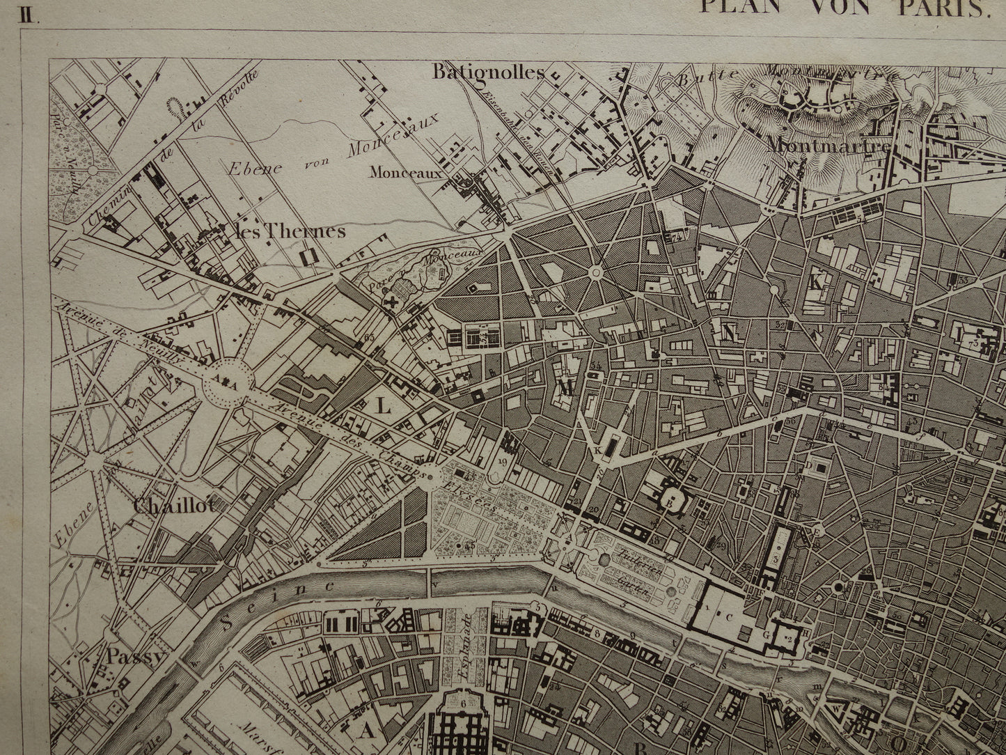 Old map of Paris 170+ year old antique map of Paris from 1849 original vintage maps