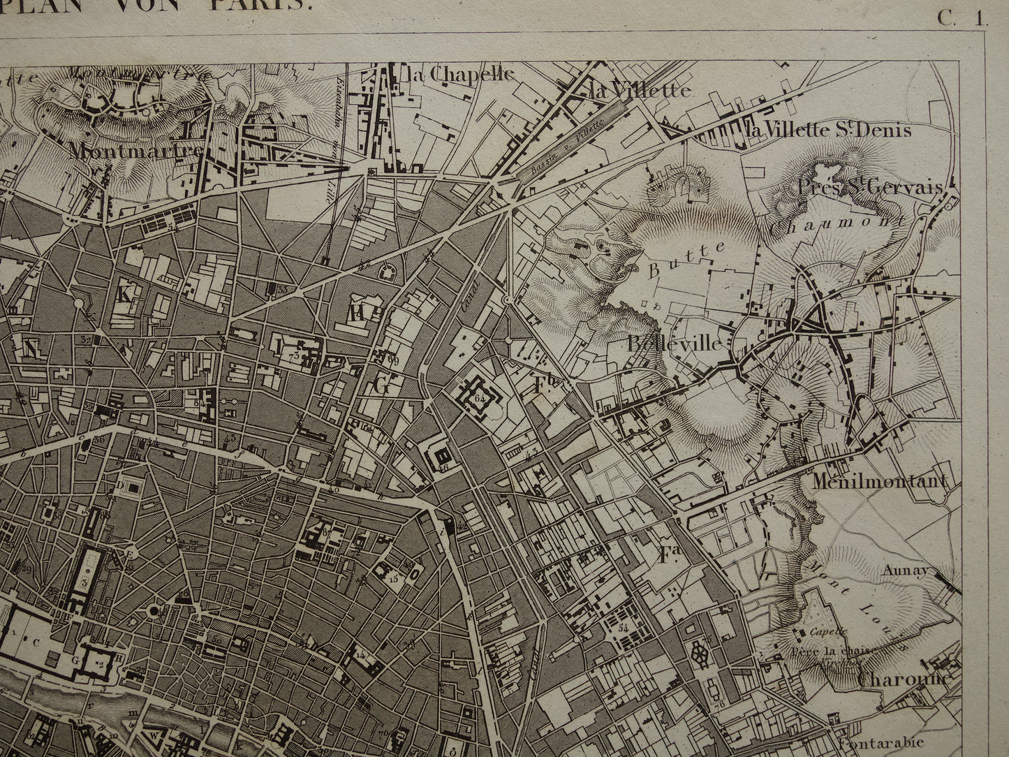 Old map of Paris 170+ year old antique map of Paris from 1849 original vintage maps