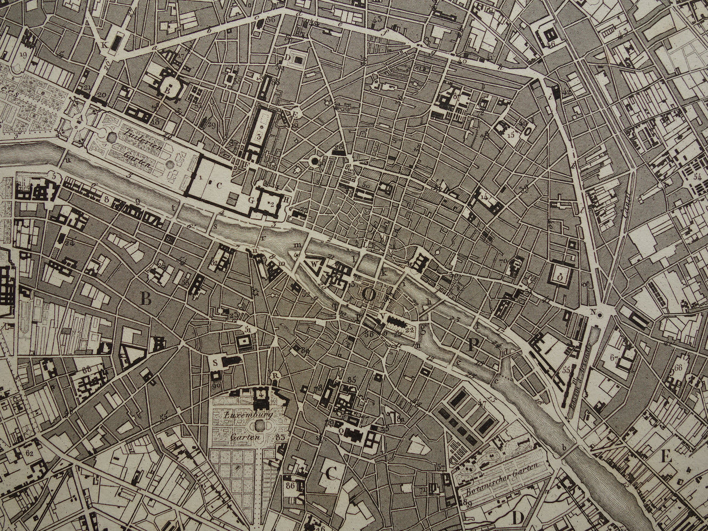 Old map of Paris 170+ year old antique map of Paris from 1849 original vintage maps