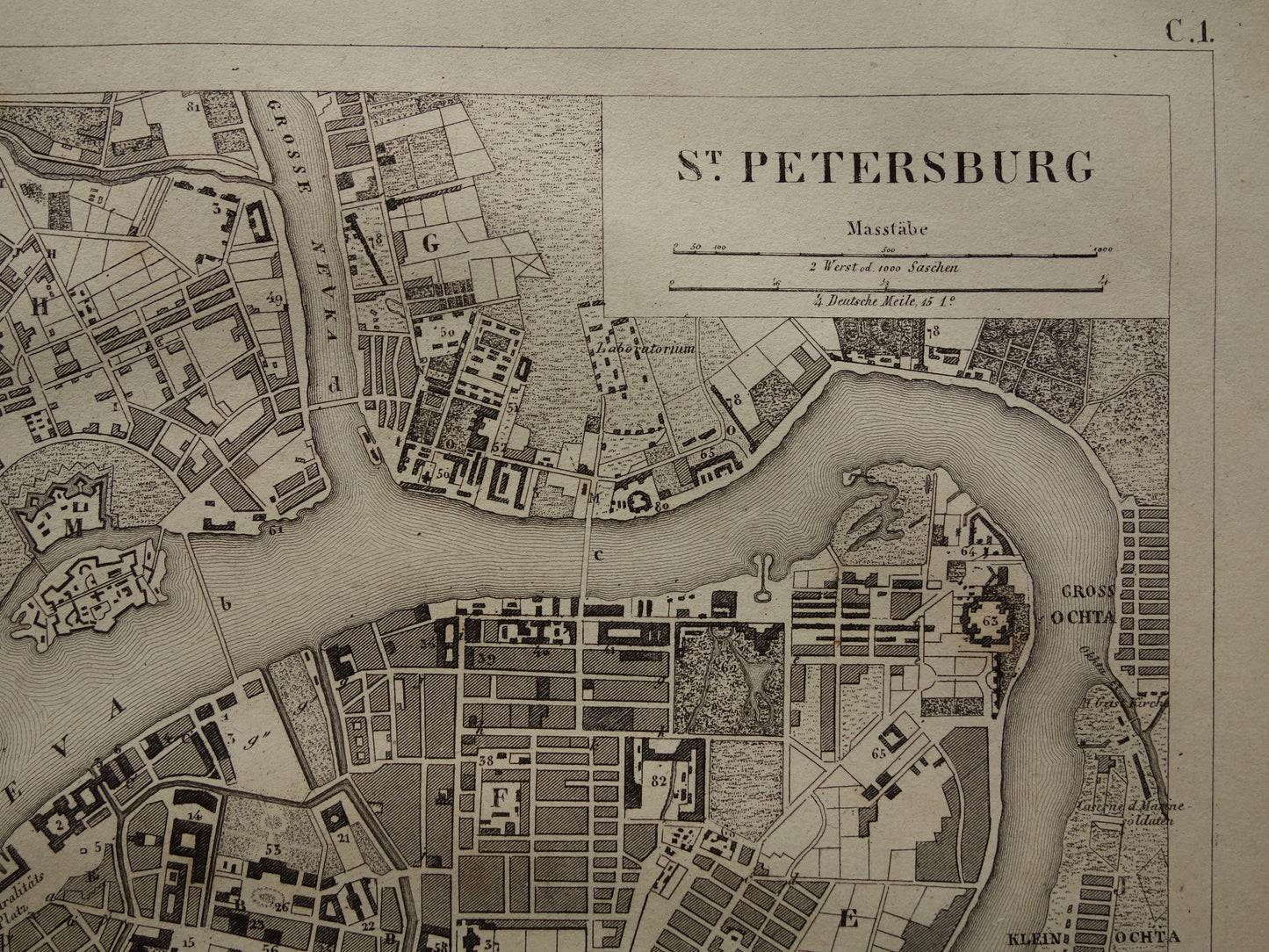 Warsaw and St Petersburg antique map 170+ year old map of Warsaw and St Petersburg from 1849 original vintage maps