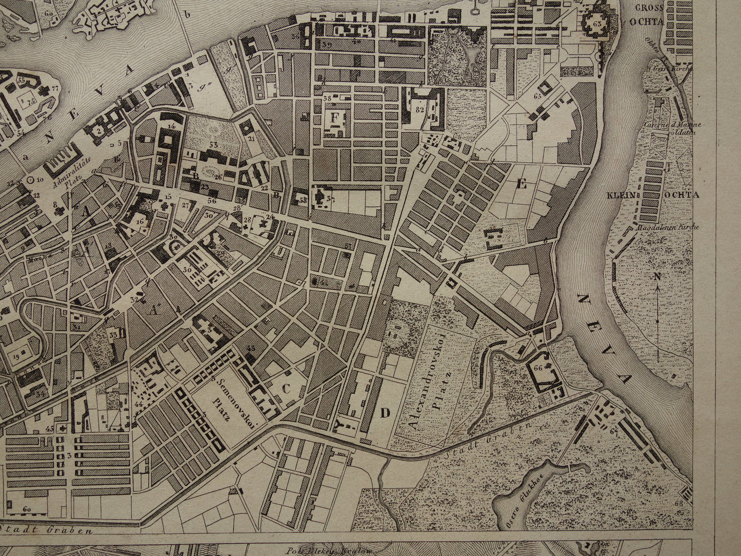 Warsaw and St Petersburg antique map 170+ year old map of Warsaw and St Petersburg from 1849 original vintage maps