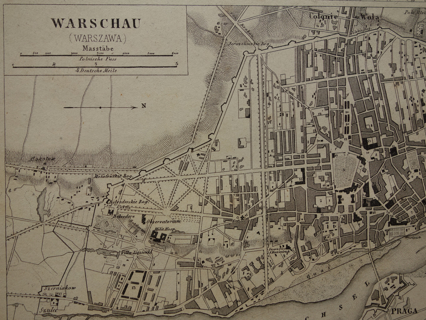 Warsaw and St Petersburg antique map 170+ year old map of Warsaw and St Petersburg from 1849 original vintage maps