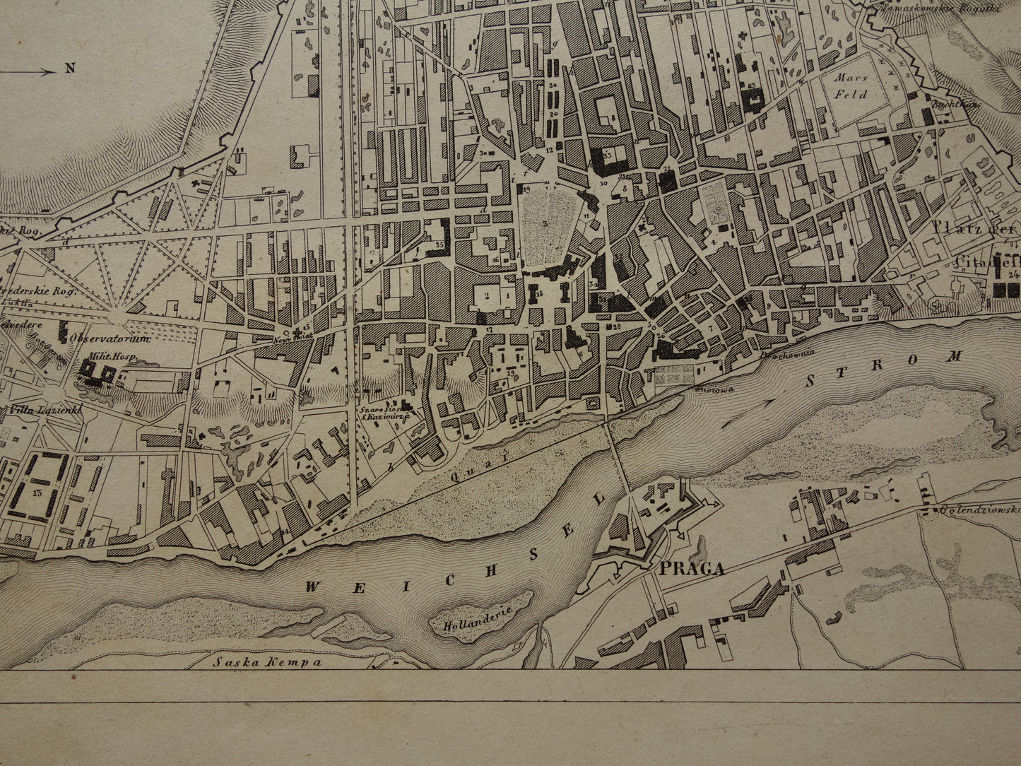 Warsaw and St Petersburg antique map 170+ year old map of Warsaw and St Petersburg from 1849 original vintage maps