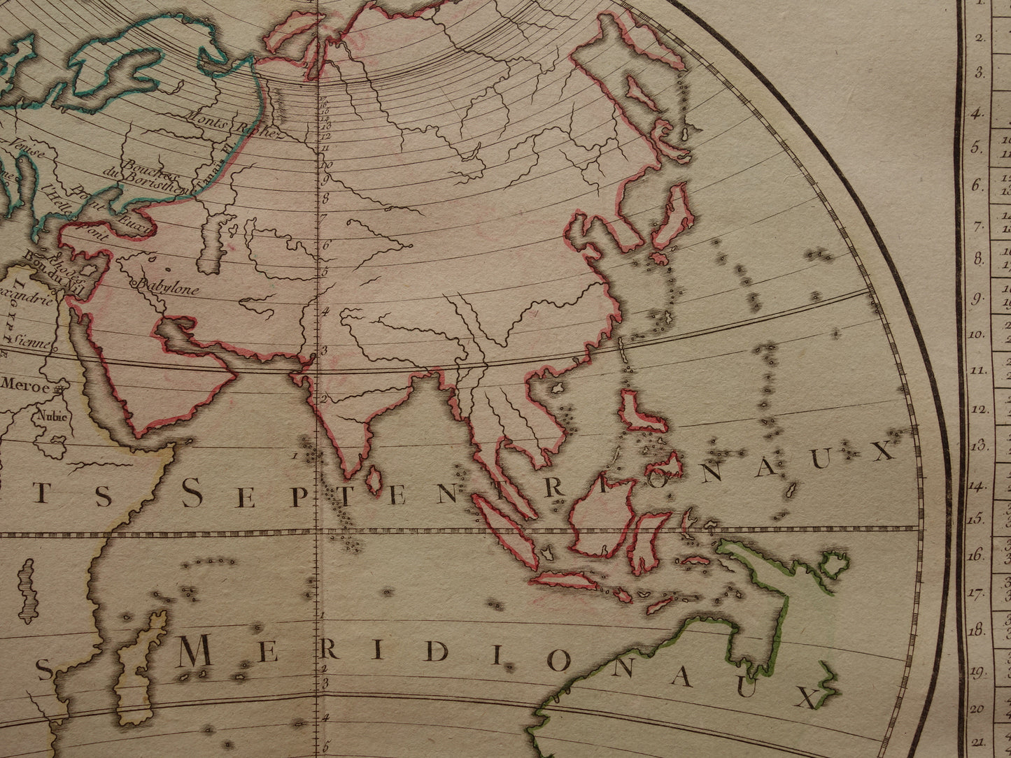 Old Map Eastern Hemisphere from 1761 Original Antique French Map Australia Incomplete Vintage World Map