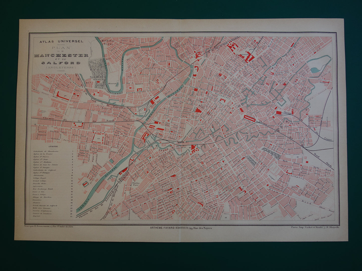 kaart van Manchester uit het jaar 1877