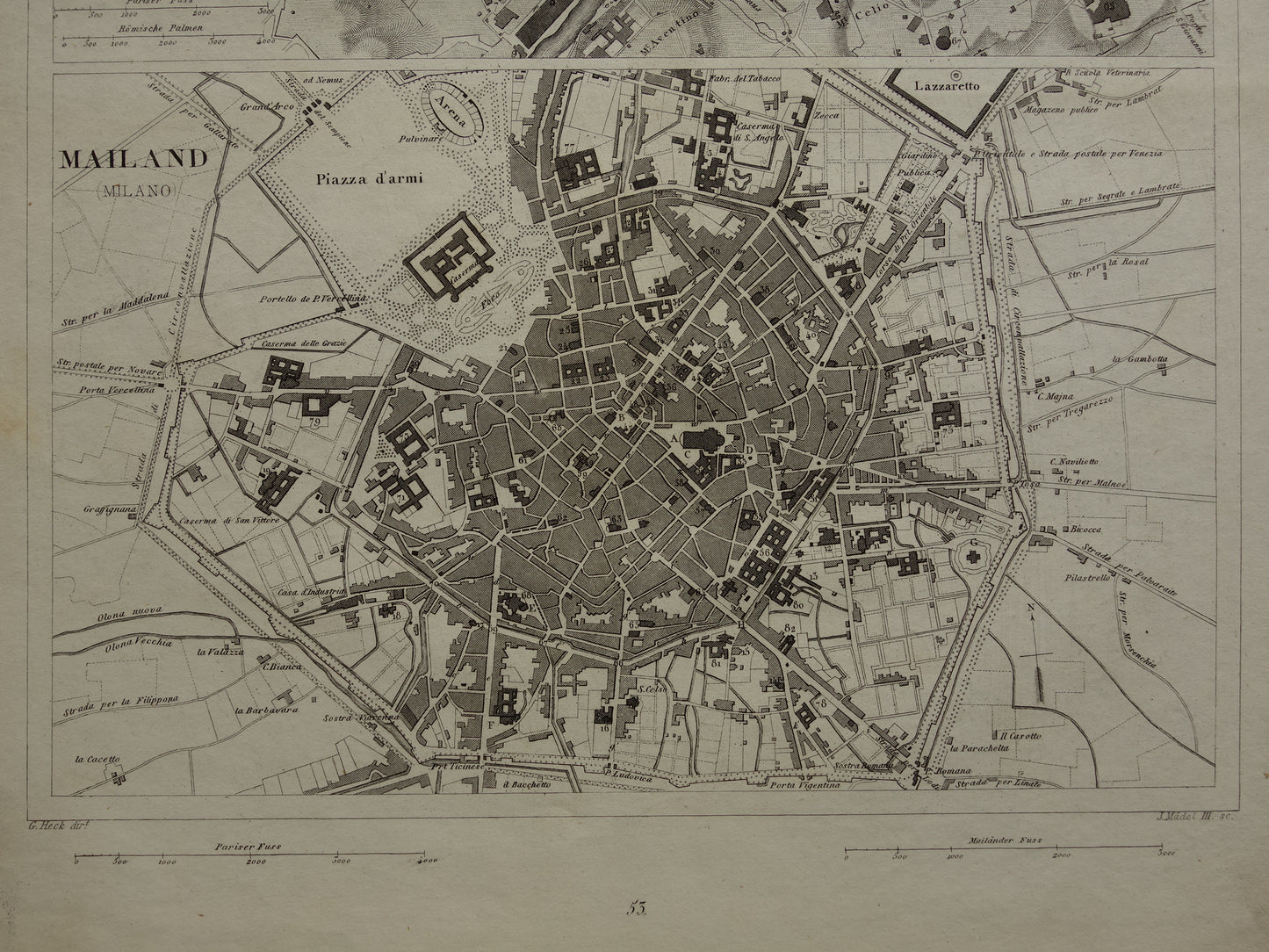 Rome and Milan Antique Map 170+ Year Old Map of Rome Milan Italy from 1849 - Original Vintage Historical Maps
