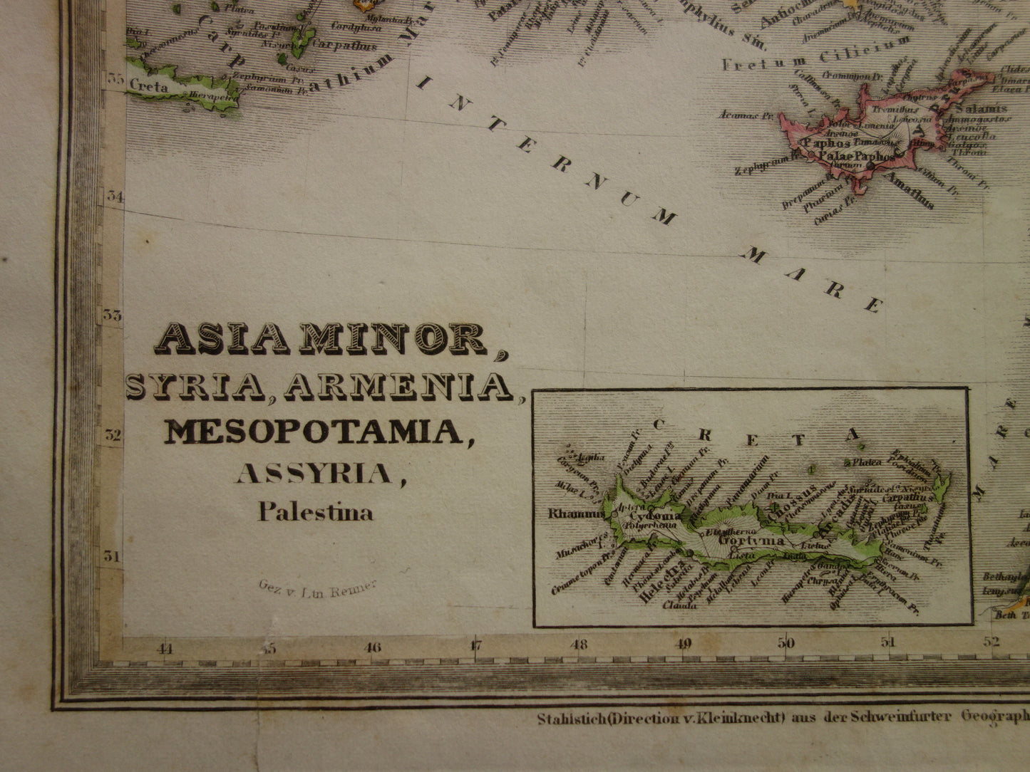 ASIA MINOR old map of Turkey Syria Mesopotamia in ancient times 1850 original antique map Middle East history map