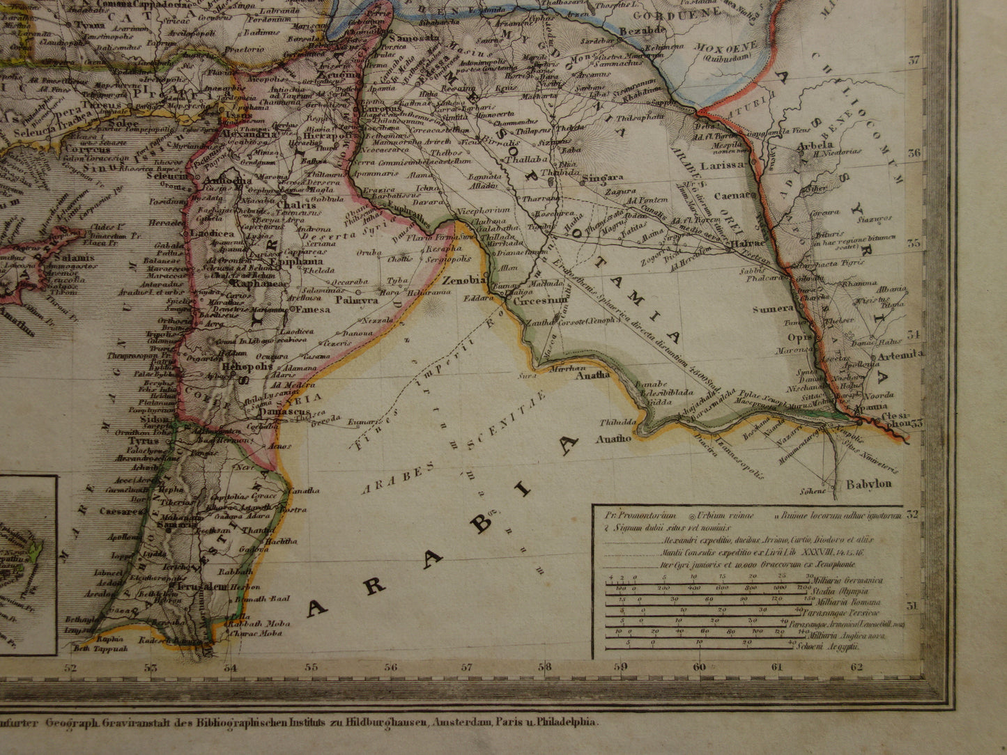 ASIA MINOR old map of Turkey Syria Mesopotamia in ancient times 1850 original antique map Middle East history map