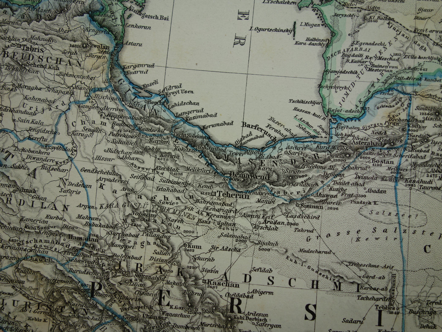 Old map of IRAN from 1884 Antique hand-colored map Persia Turkmenistan Caucasus