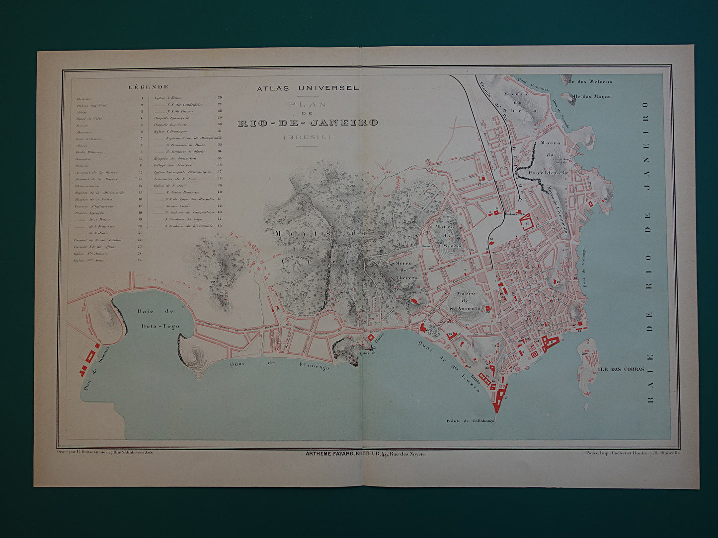 Rio de Janeiro old map of Rio Brazil from 1877 original antique map vintage maps