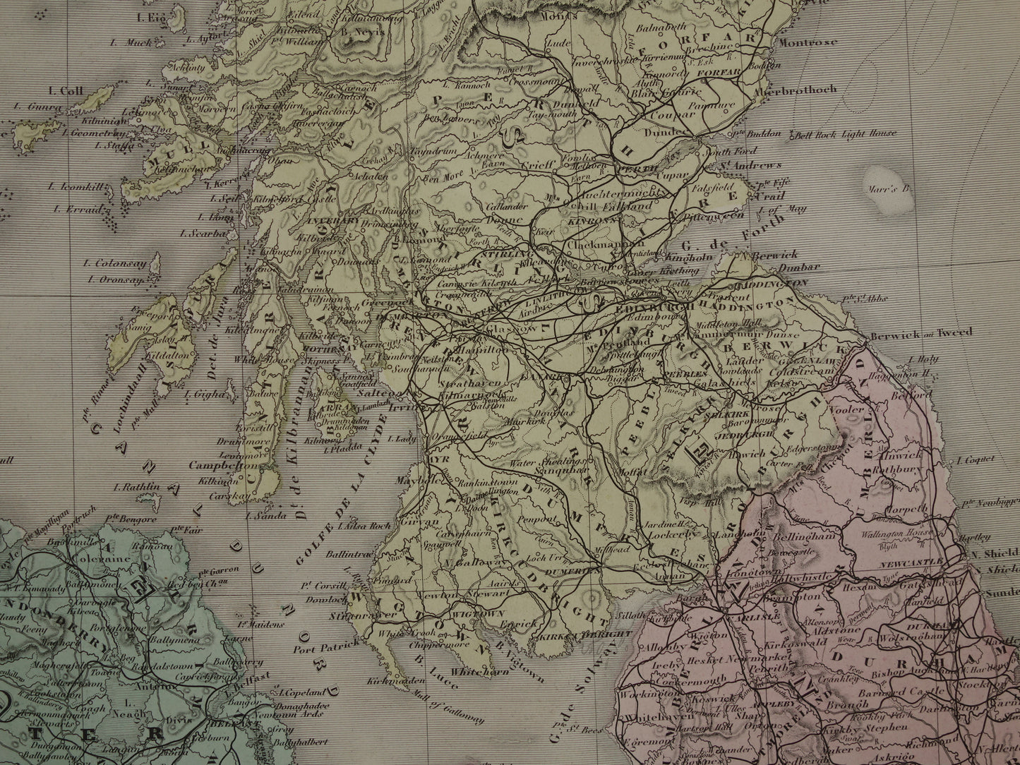 Old map of GREAT BRITAIN and IRELAND British Isles Large antique French map vintage poster