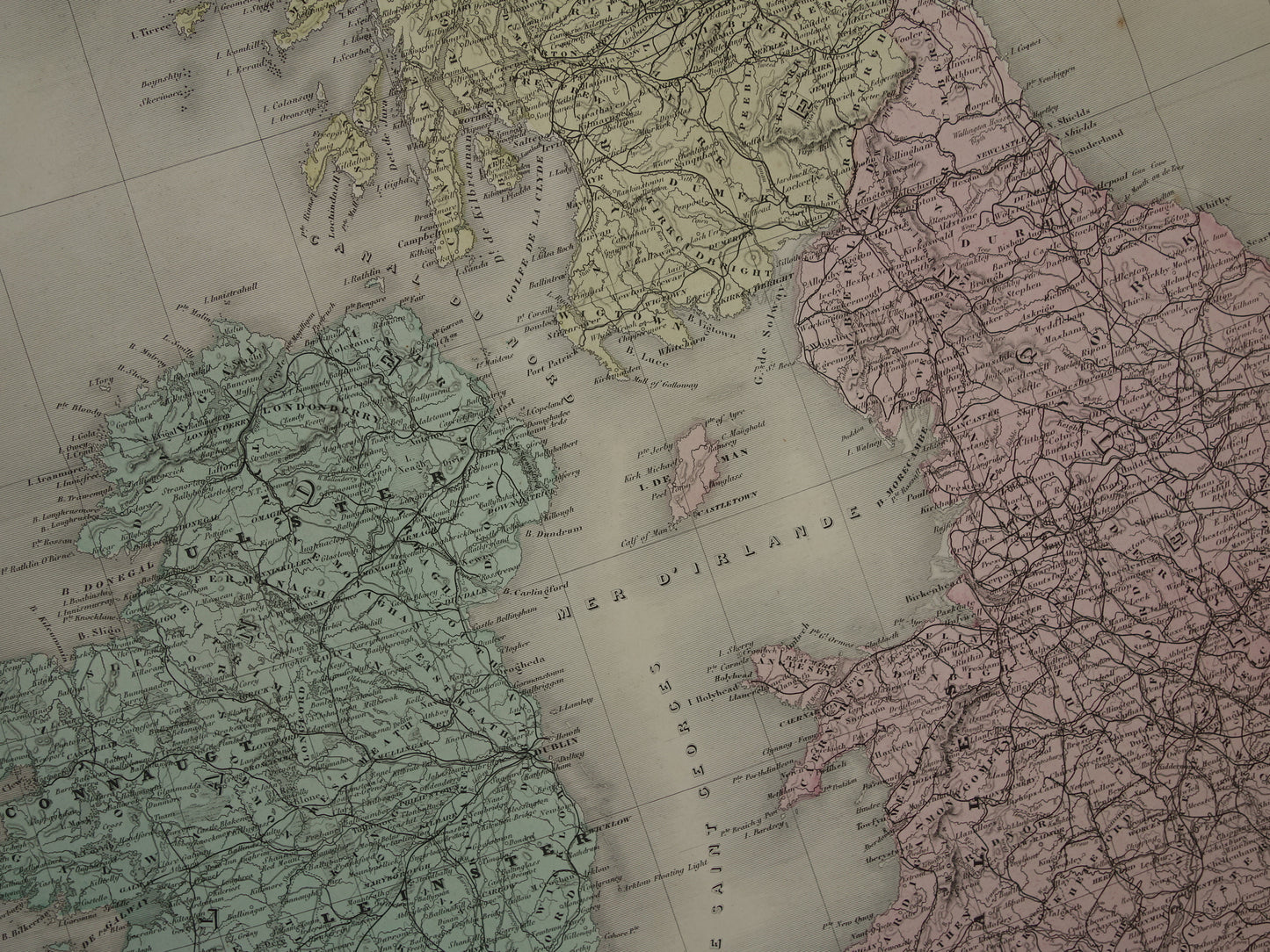 Old map of GREAT BRITAIN and IRELAND British Isles Large antique French map vintage poster