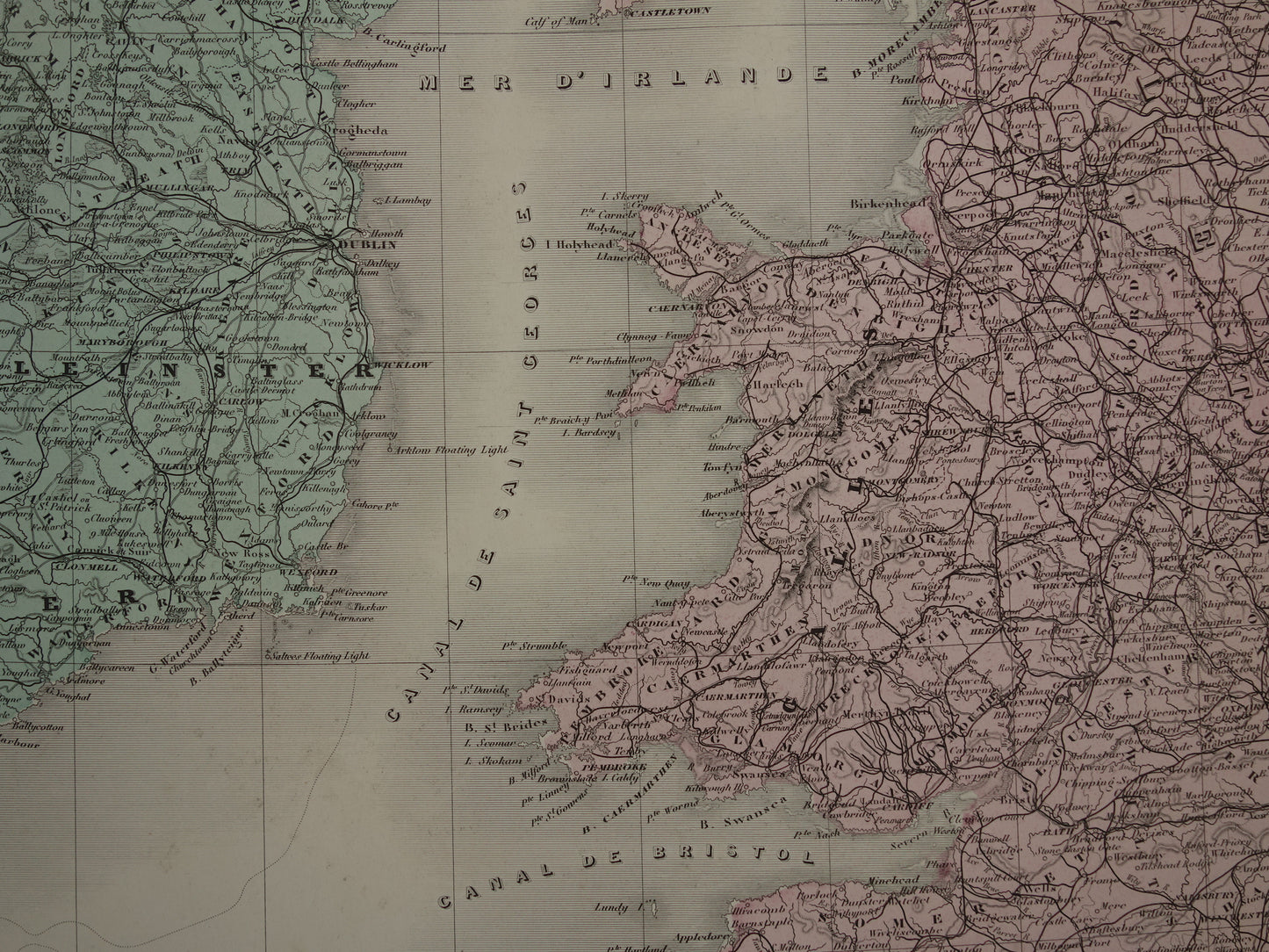Old map of GREAT BRITAIN and IRELAND British Isles Large antique French map vintage poster
