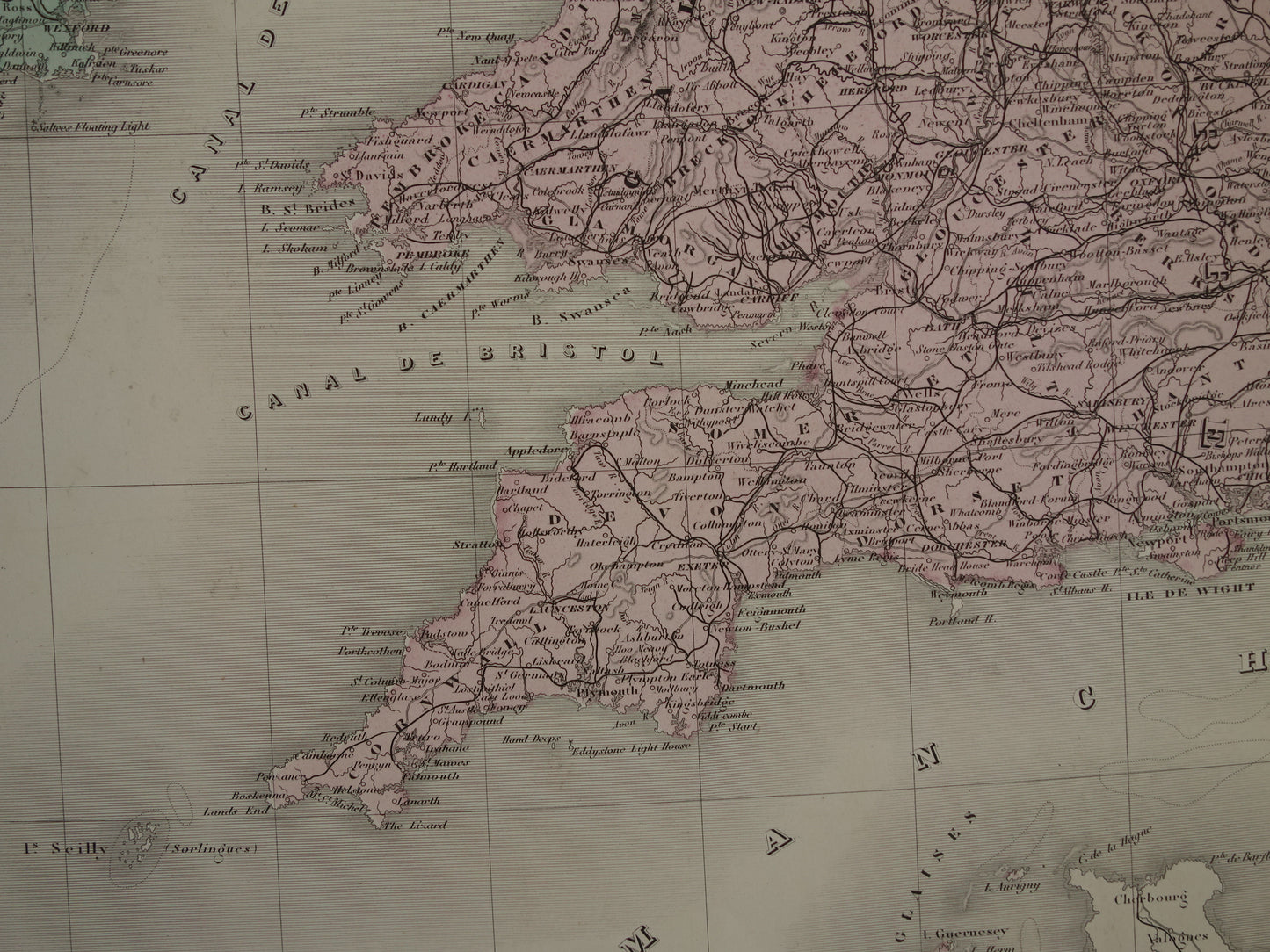 Old map of GREAT BRITAIN and IRELAND British Isles Large antique French map vintage poster
