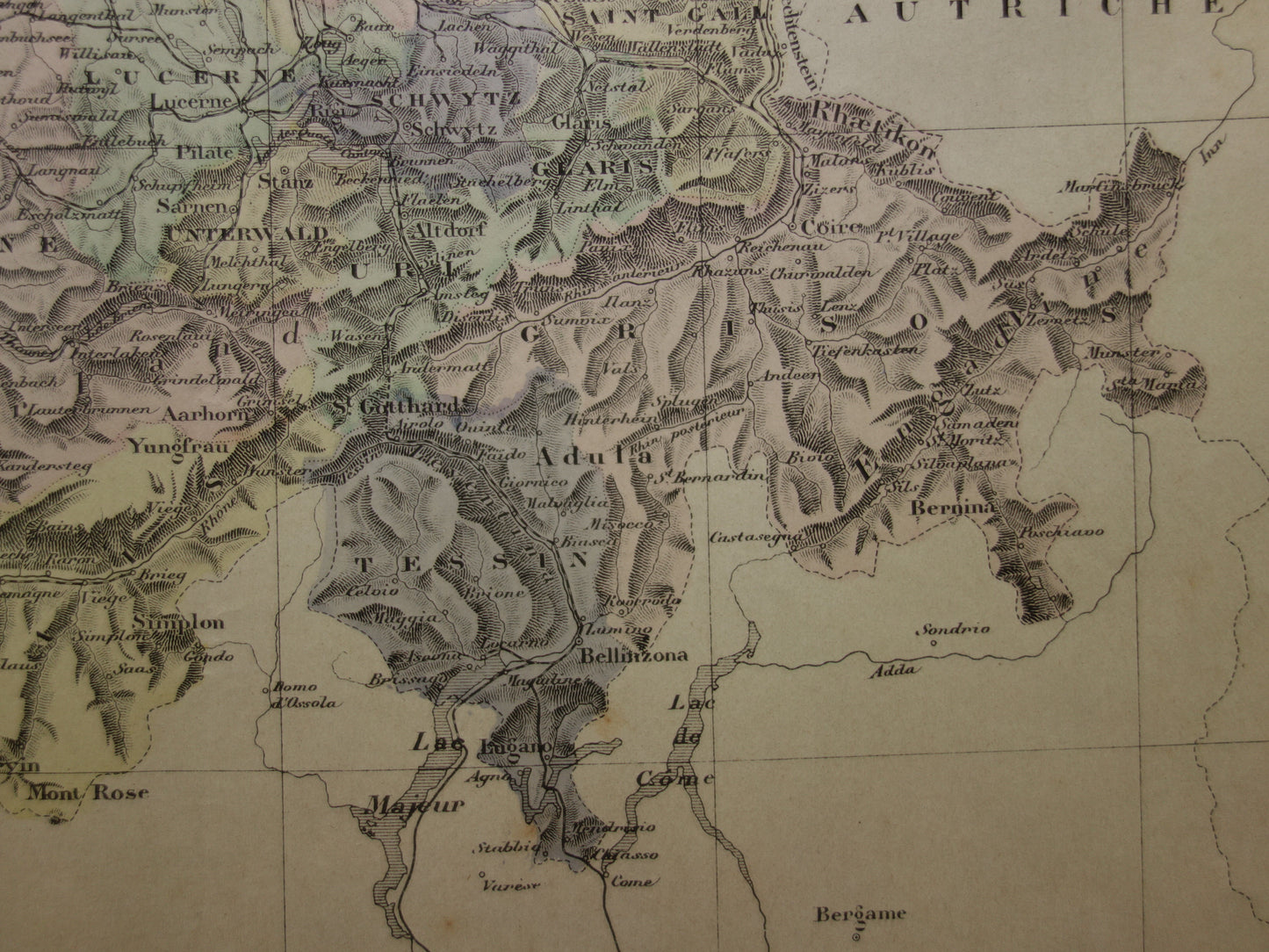 SWITZERLAND old map of Switzerland from the year 1896 original hand-colored antique map historical print Switzerland