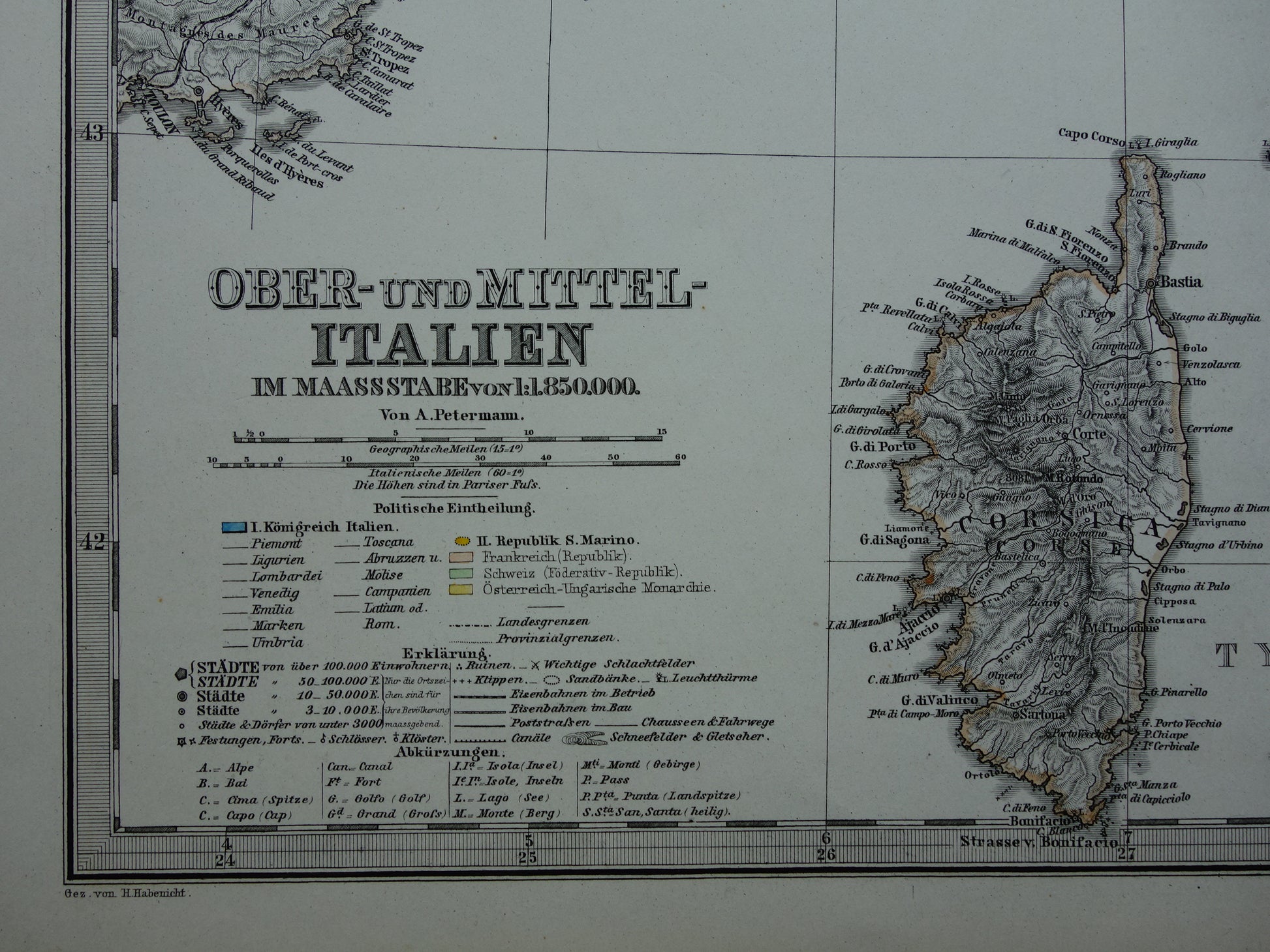 originele antieke kaarten van Italie