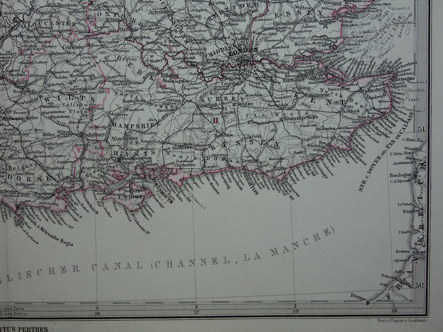 ENGELAND oude kaart van Engeland en Wales uit 1879 originele antieke landkaart London vintage met jaartal