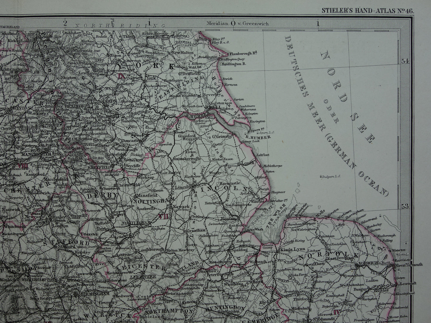 ENGELAND oude kaart van Engeland en Wales uit 1879 originele antieke landkaart London vintage met jaartal
