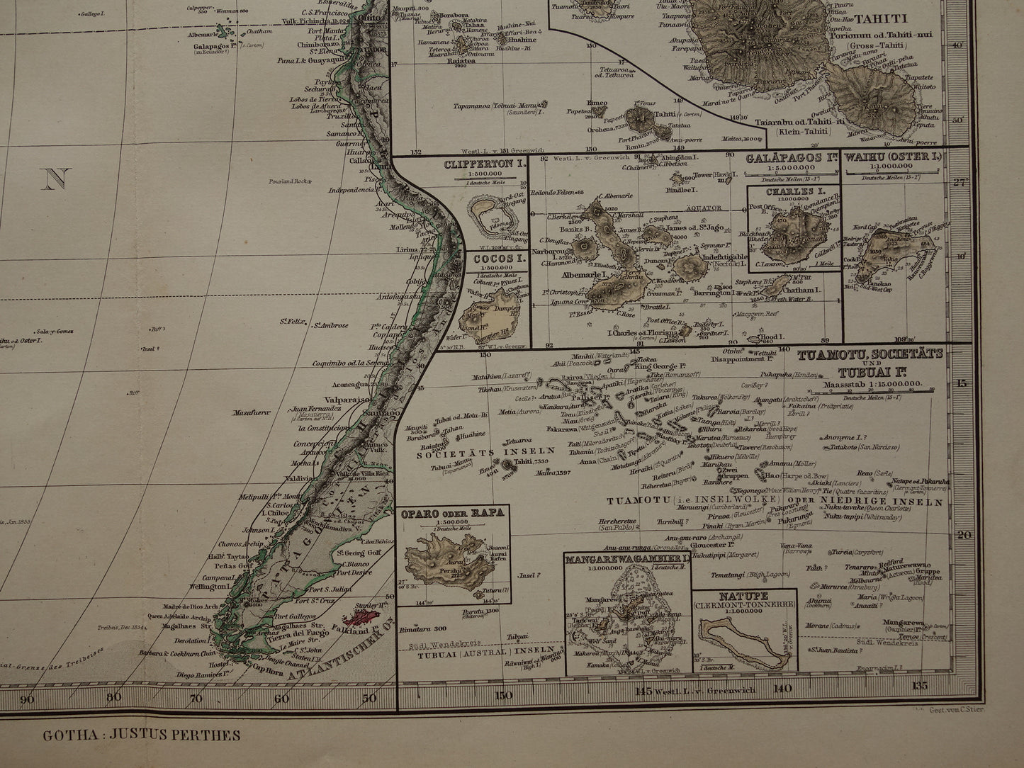 Old map of the Pacific Ocean in 1885 original antique map Australia Polynesia Indonesia Asia vintage print Pacific Ocean Pacific
