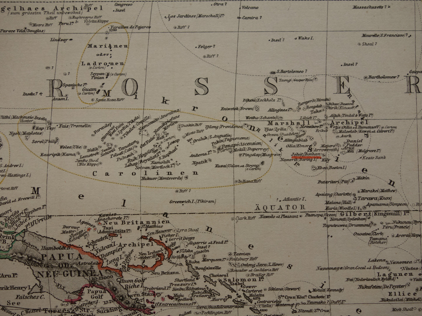 Old map of the Pacific Ocean in 1885 original antique map Australia Polynesia Indonesia Asia vintage print Pacific Ocean Pacific
