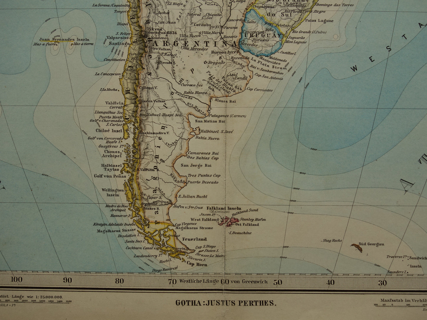 SOUTH AMERICA vintage map from 1885 of continent Original old antique map with date - historical maps of South America