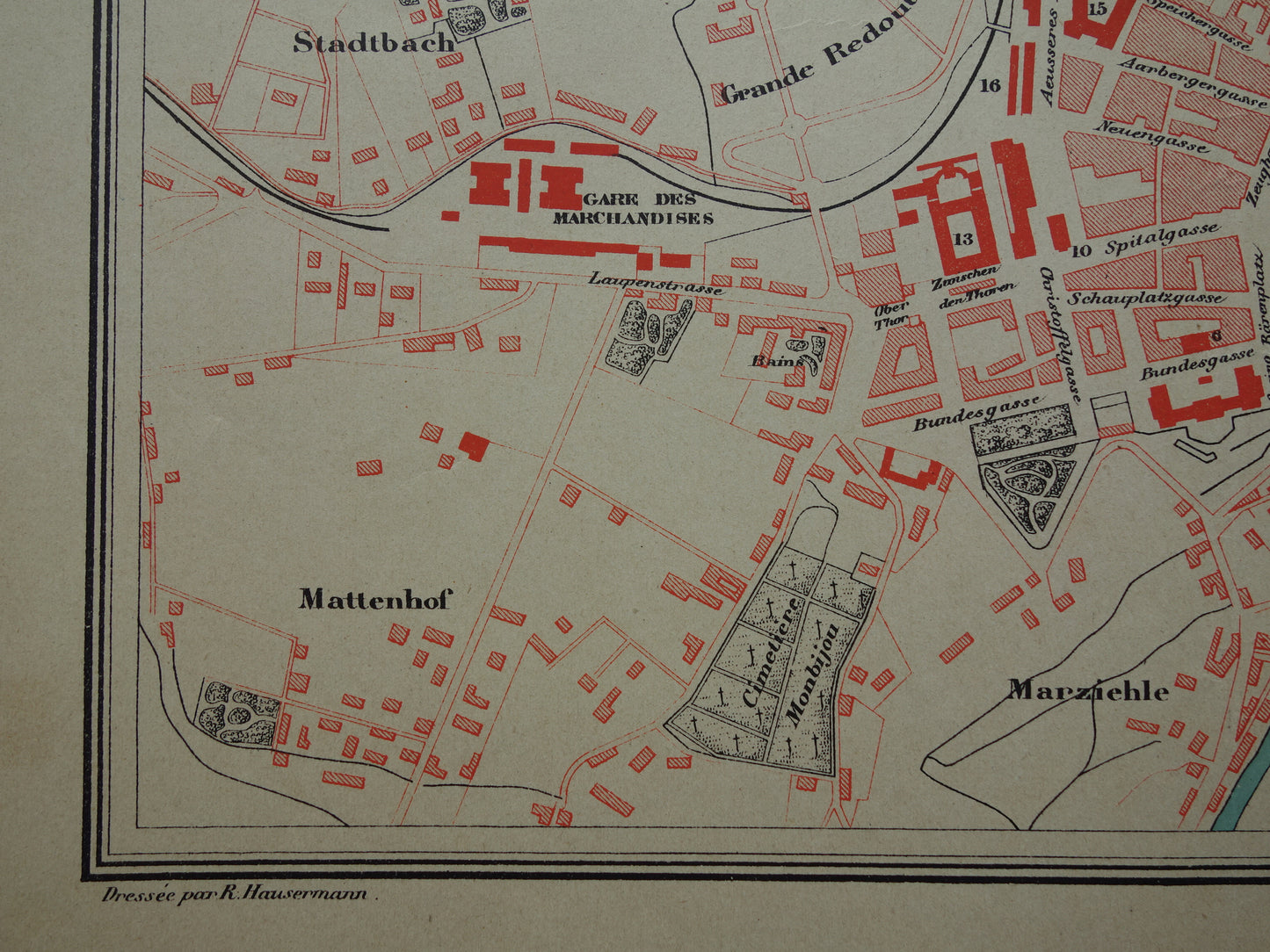 BERN old map of Bern Switzerland 1896 original antique French map of Bern