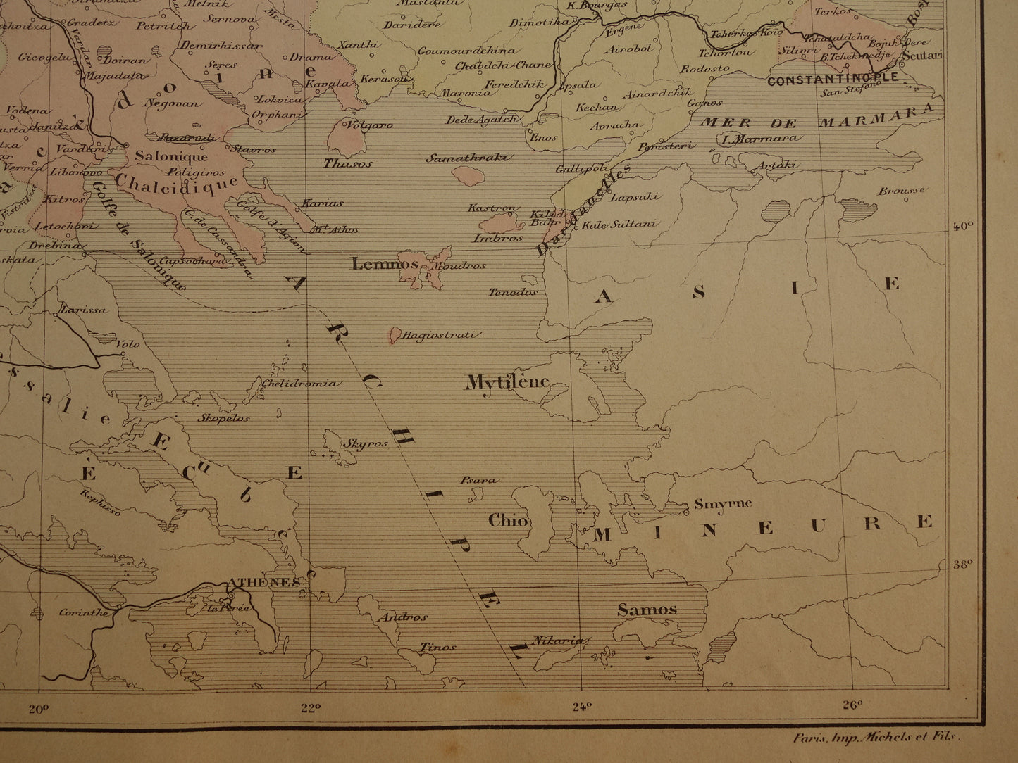 Old map of European Turkey in the year 1896 historical map Albania North Macedonia Bulgaria Greece old vintage maps