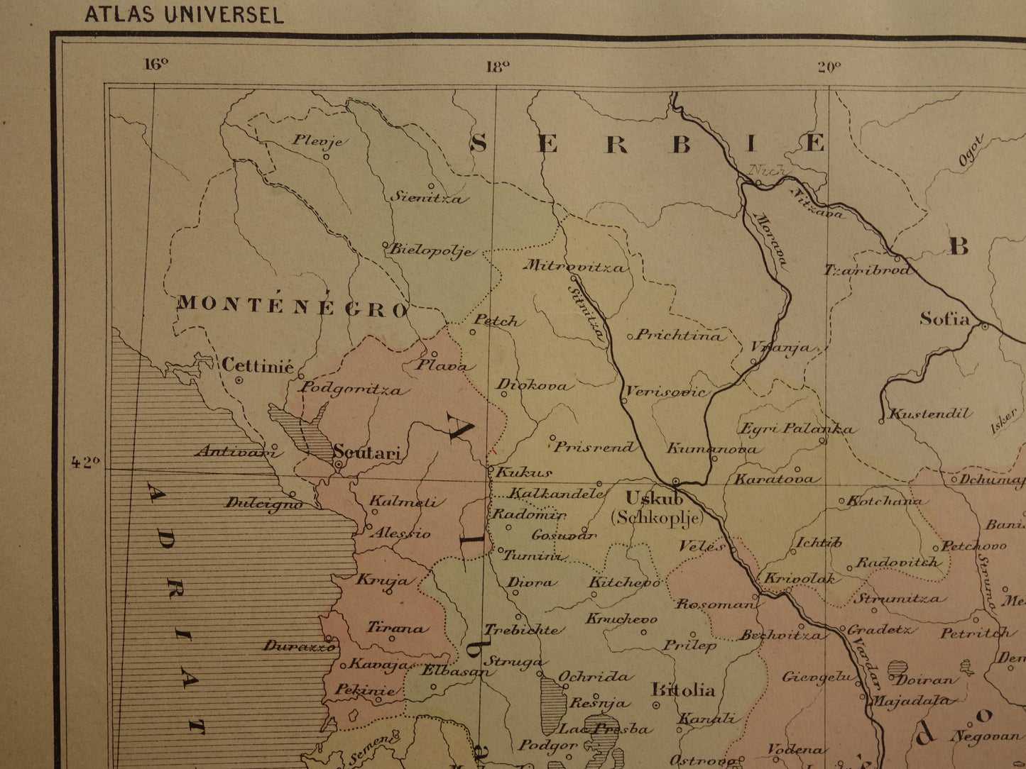 Old map of European Turkey in the year 1896 historical map Albania North Macedonia Bulgaria Greece old vintage maps
