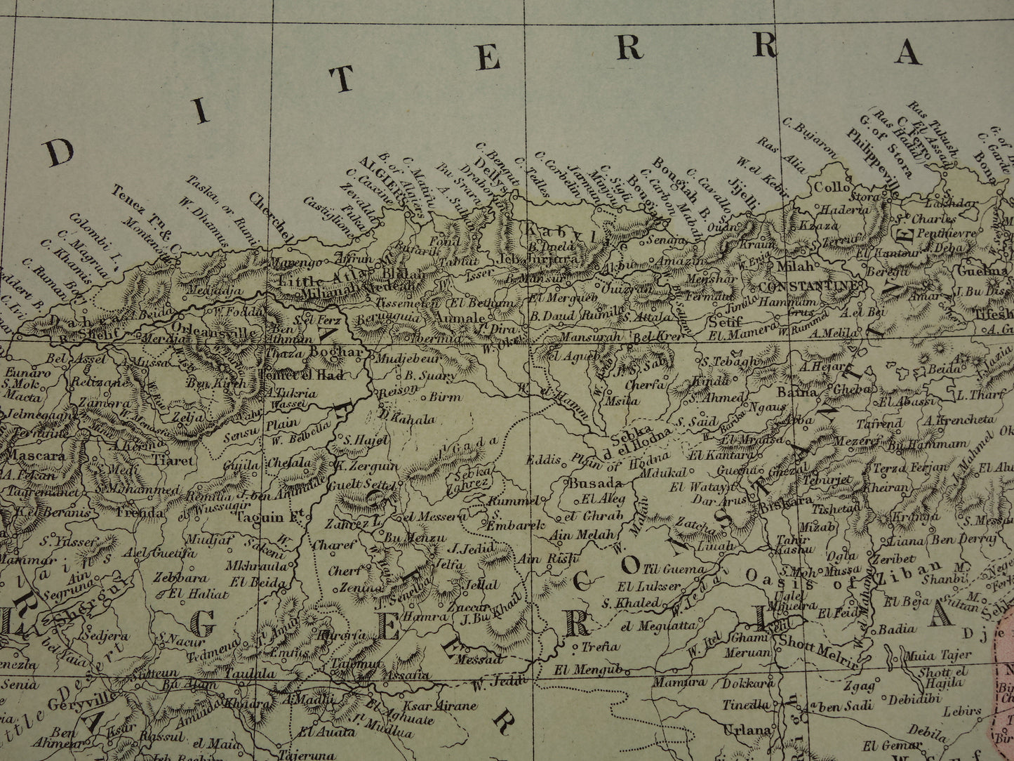 AFRIKA Große antike Karte von Südafrika und Nordwestafrika, Originalkarte von 1875, alte historische Karte, Marokko, Algerien, Tunesien