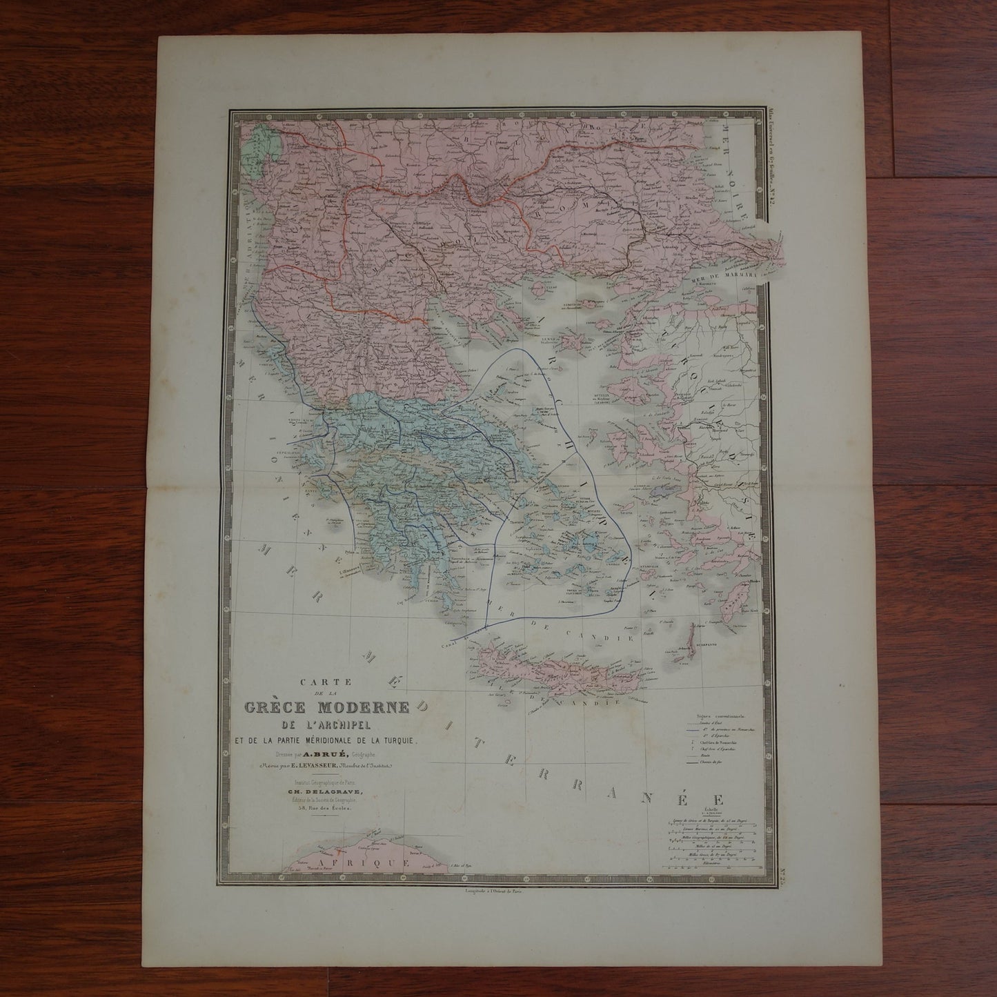 Old map of Greece from 1876 original antique map Athens Crete vintage historical maps