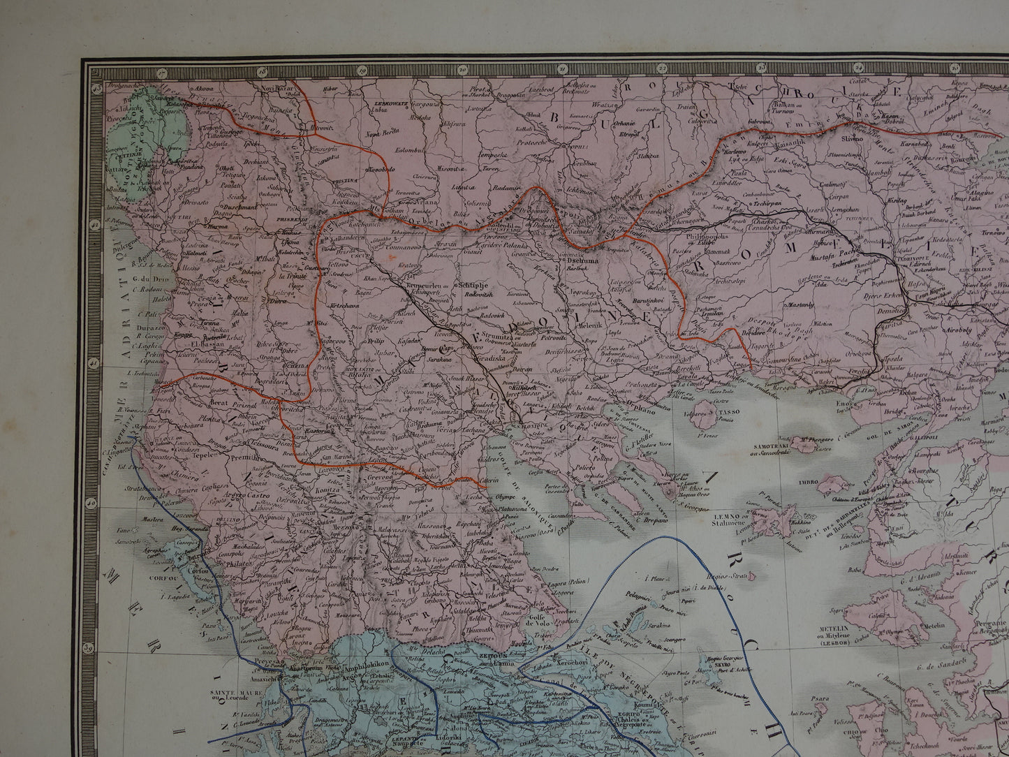 Old map of Greece from 1876 original antique map Athens Crete vintage historical maps