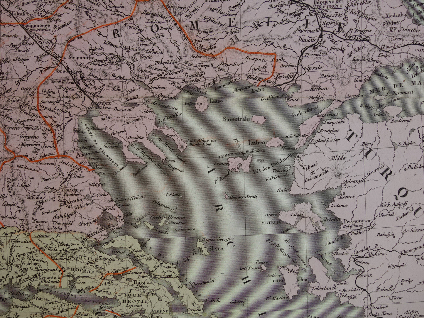 Ottoman Empire antique map of European Turkey with Balkans Serbia Greece 145+ years old map vintage historical maps