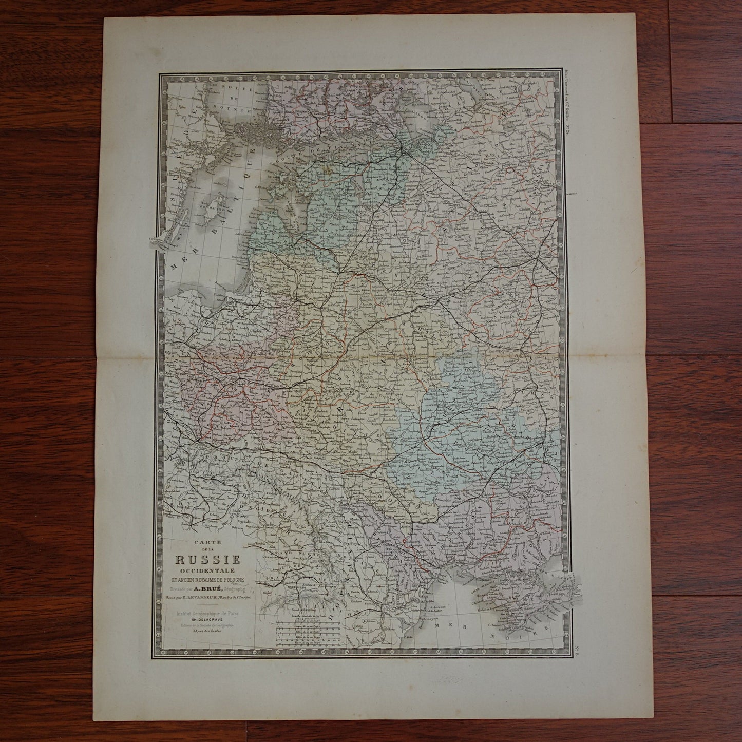 Russia antique map of European Russia with Poland and Baltic States 145+ years old map vintage historical maps