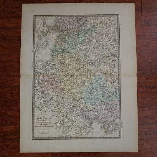 Russia antique map of European Russia with Poland and Baltic States 145+ years old map vintage historical maps