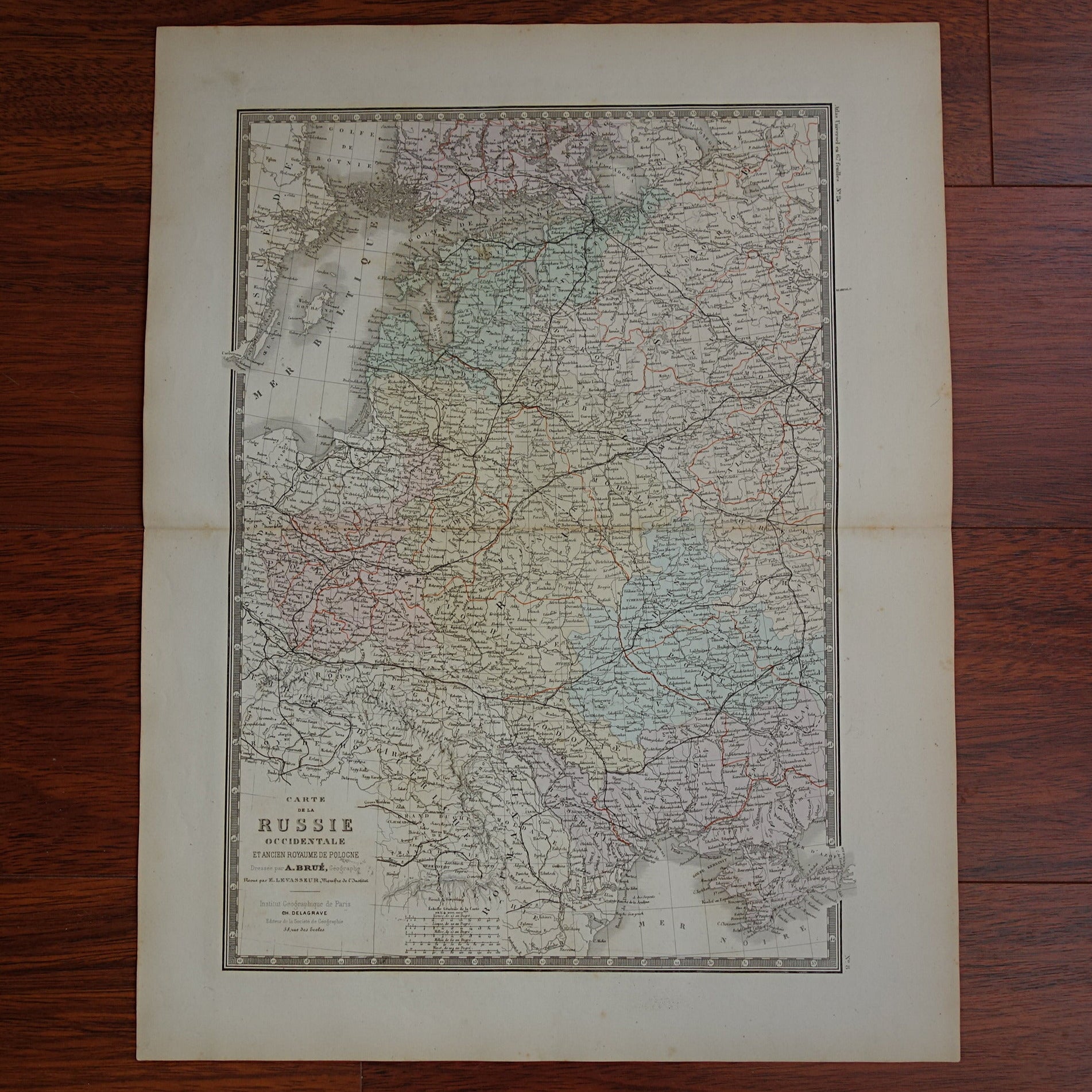 Rusland antieke kaart van Europees Rusland met Polen en Baltische Staten 145+ jaar oude landkaart vintage historische kaarten