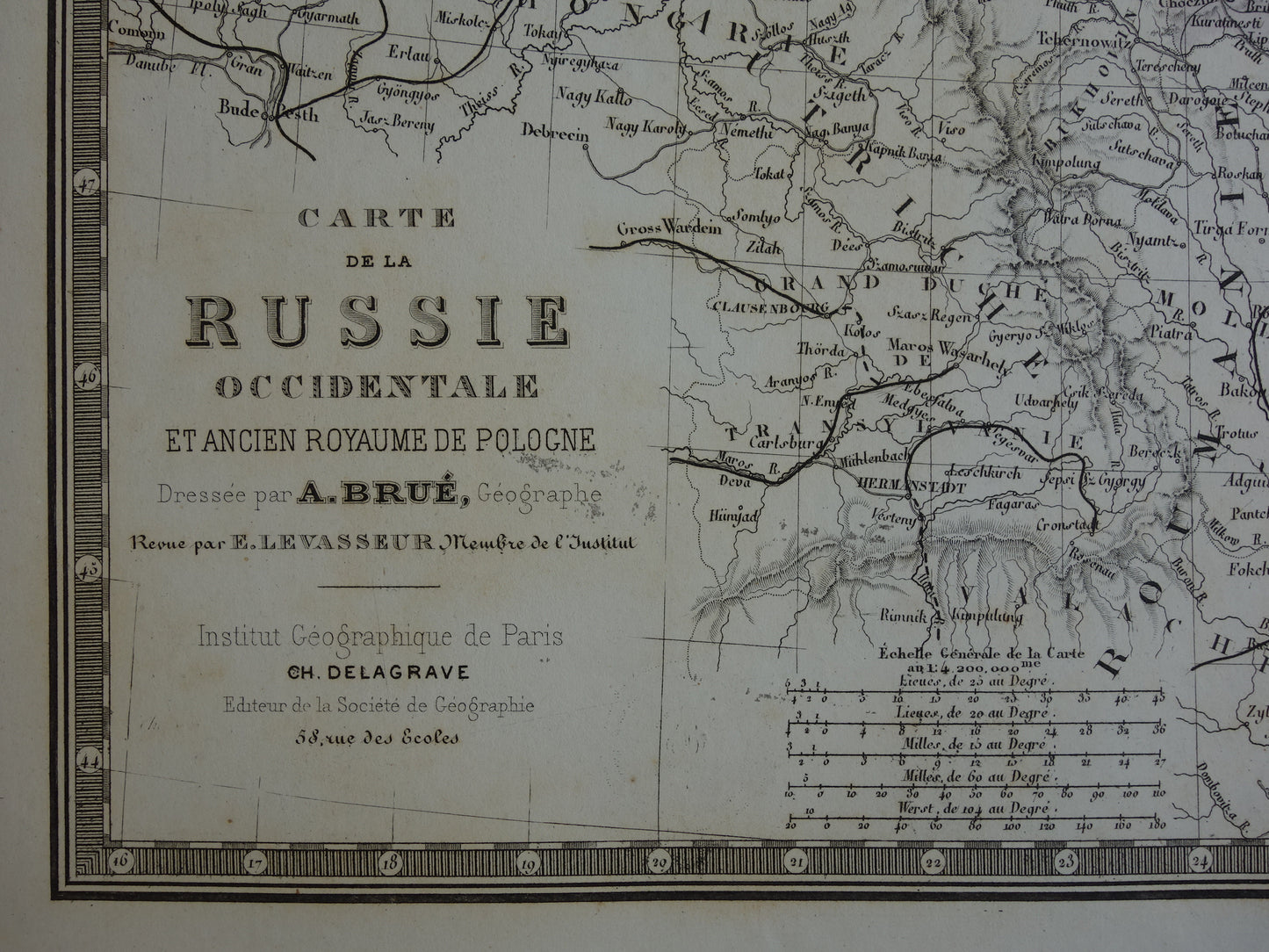 Russia antique map of European Russia with Poland and Baltic States 145+ years old map vintage historical maps