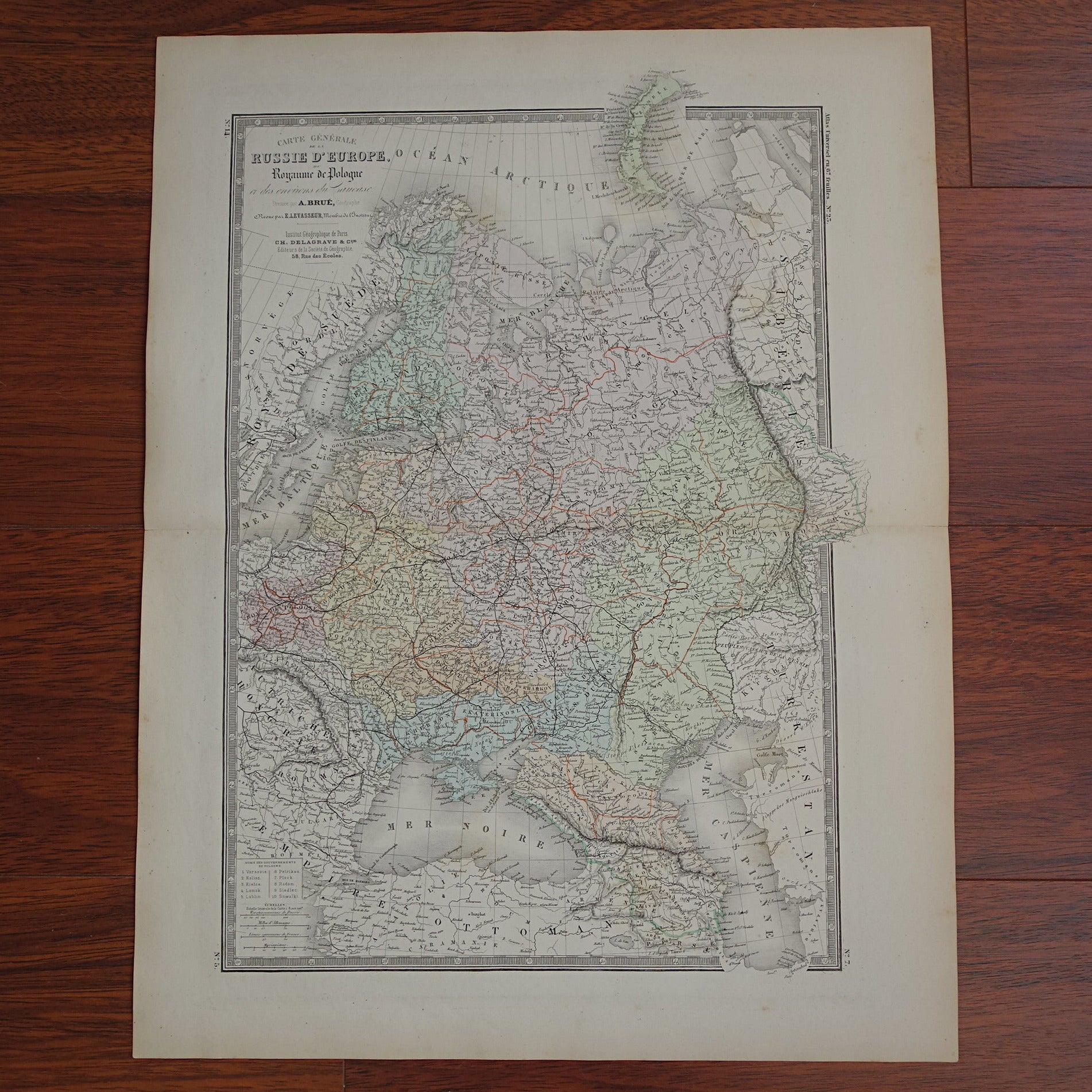 RUSLAND oude kaart van Europees Rusland Grote antieke landkaart Polen Litouwen Oekraïne vintage poster Russische Rijk 1876