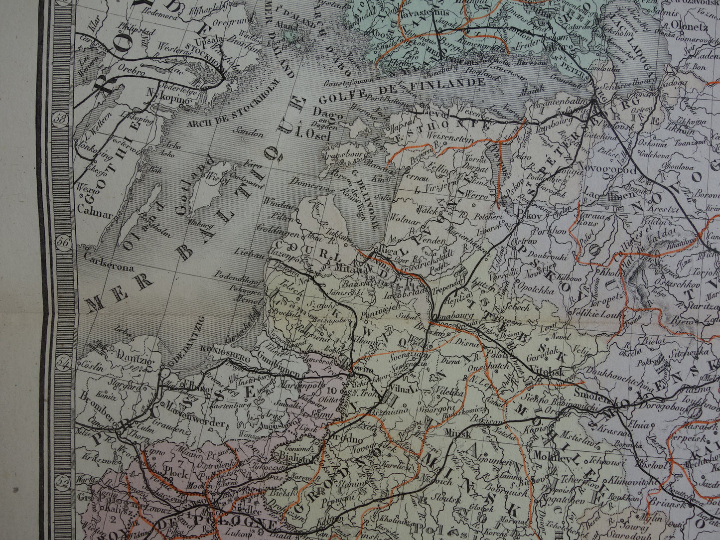 RUSSIA old map of European Russia Large antique map Poland Lithuania Ukraine vintage poster Russian Empire 1876