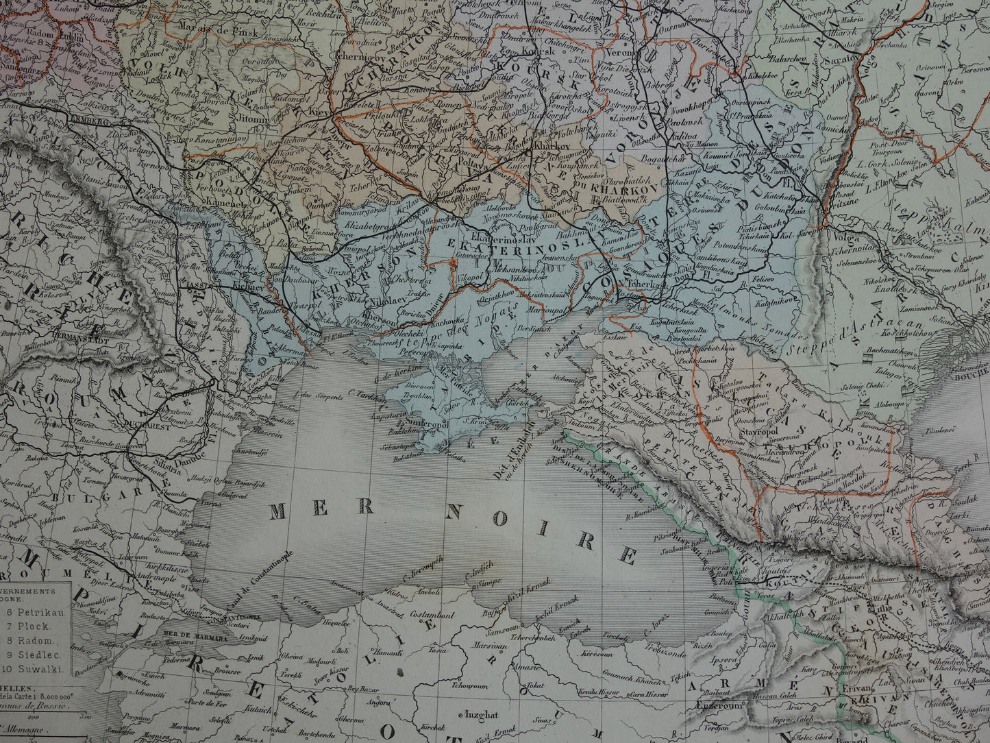 RUSSIA old map of European Russia Large antique map Poland Lithuania Ukraine vintage poster Russian Empire 1876