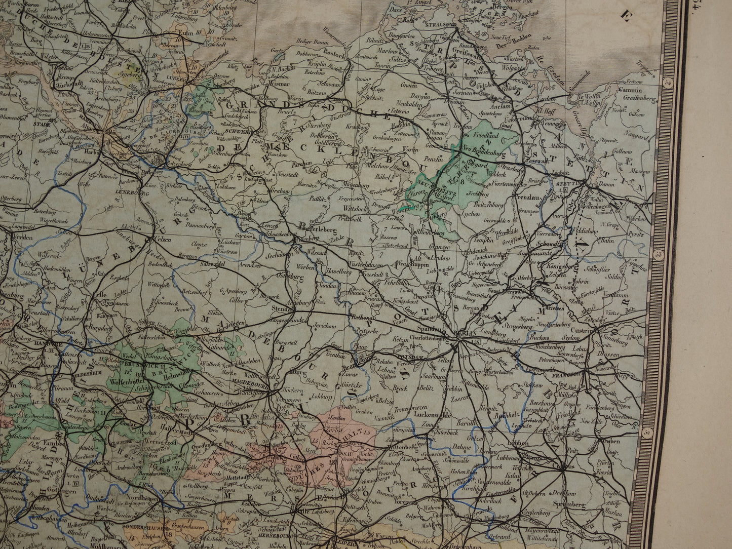 DUITSLAND grote antieke landkaart van het Duitse Rijk uit 1876 originele oude vintage kaart
