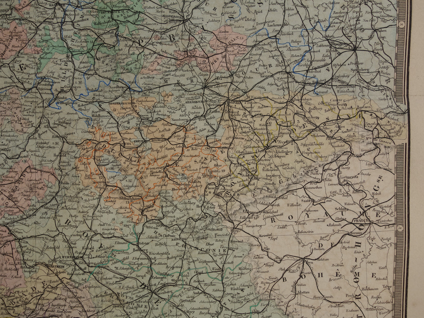 DUITSLAND grote antieke landkaart van het Duitse Rijk uit 1876 originele oude vintage kaart