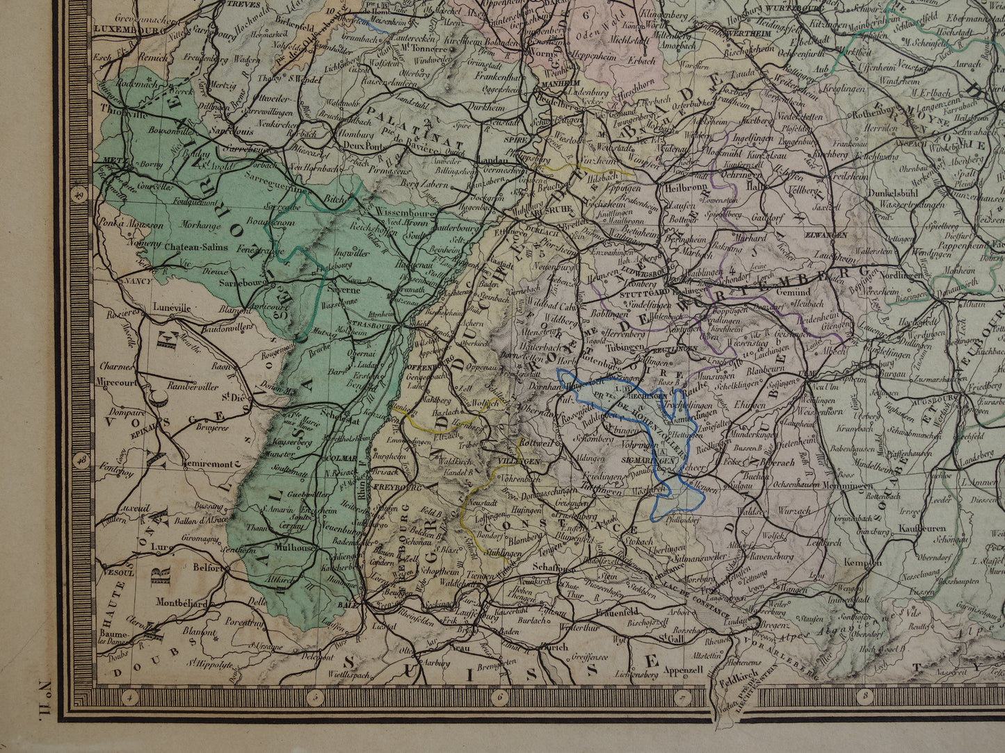 DUITSLAND grote antieke landkaart van het Duitse Rijk uit 1876 originele oude vintage kaart