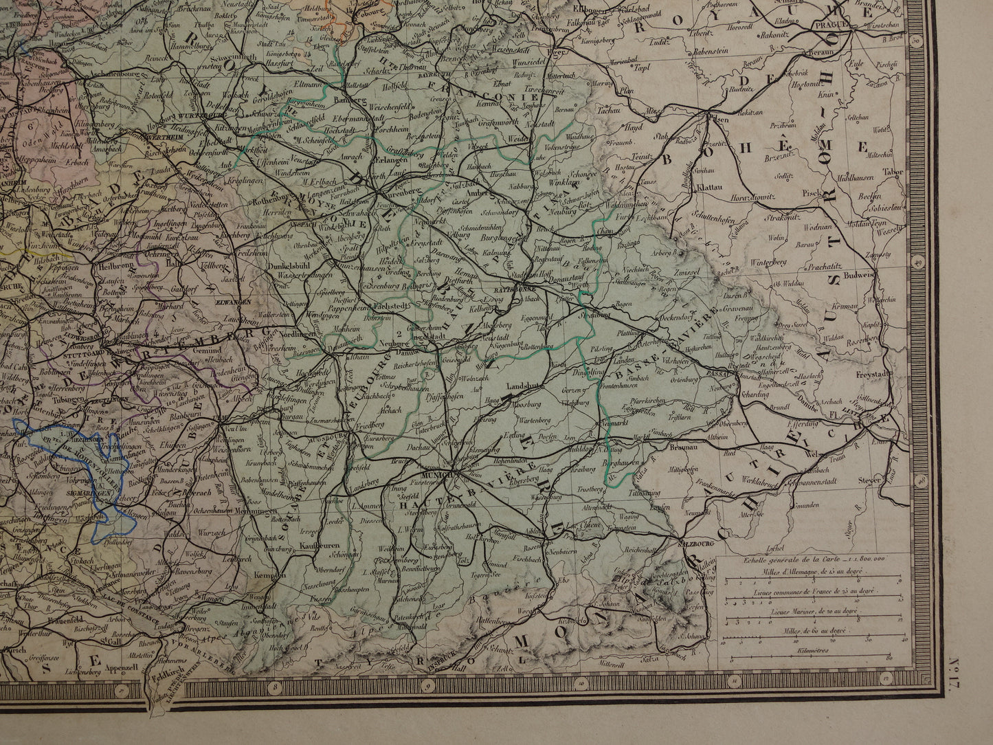 DUITSLAND grote antieke landkaart van het Duitse Rijk uit 1876 originele oude vintage kaart