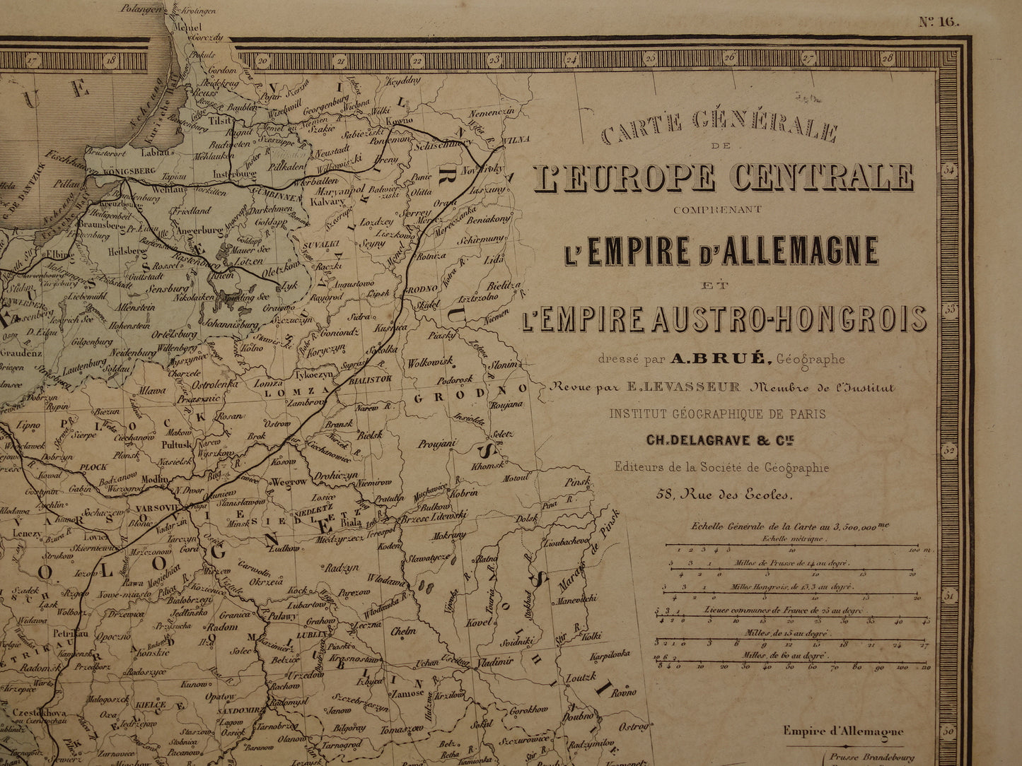 33 carte generale de l'europe centrale comprenant l'empire d'allemagne et l'empire austro-hongrois levasseur brue
