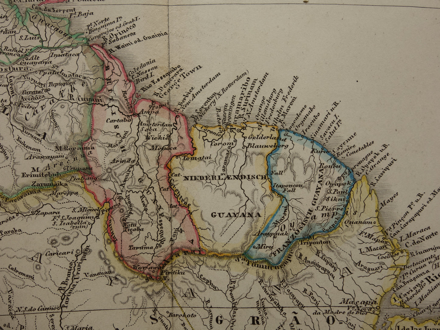 SOUTH AMERICA old map of Brazil Suriname Peru Bolivia Ecuador Colombia Venezuela large antique vintage map from 1868