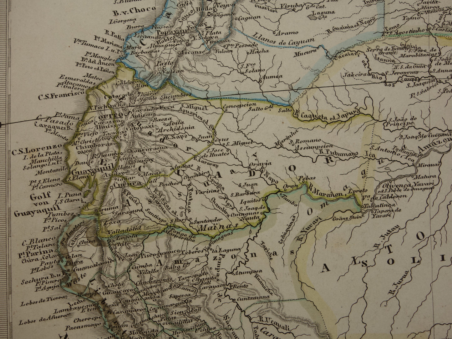 SOUTH AMERICA old map of Brazil Suriname Peru Bolivia Ecuador Colombia Venezuela large antique vintage map from 1868