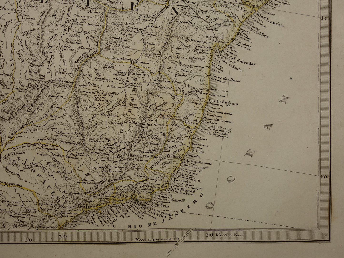 SOUTH AMERICA old map of Brazil Suriname Peru Bolivia Ecuador Colombia Venezuela large antique vintage map from 1868