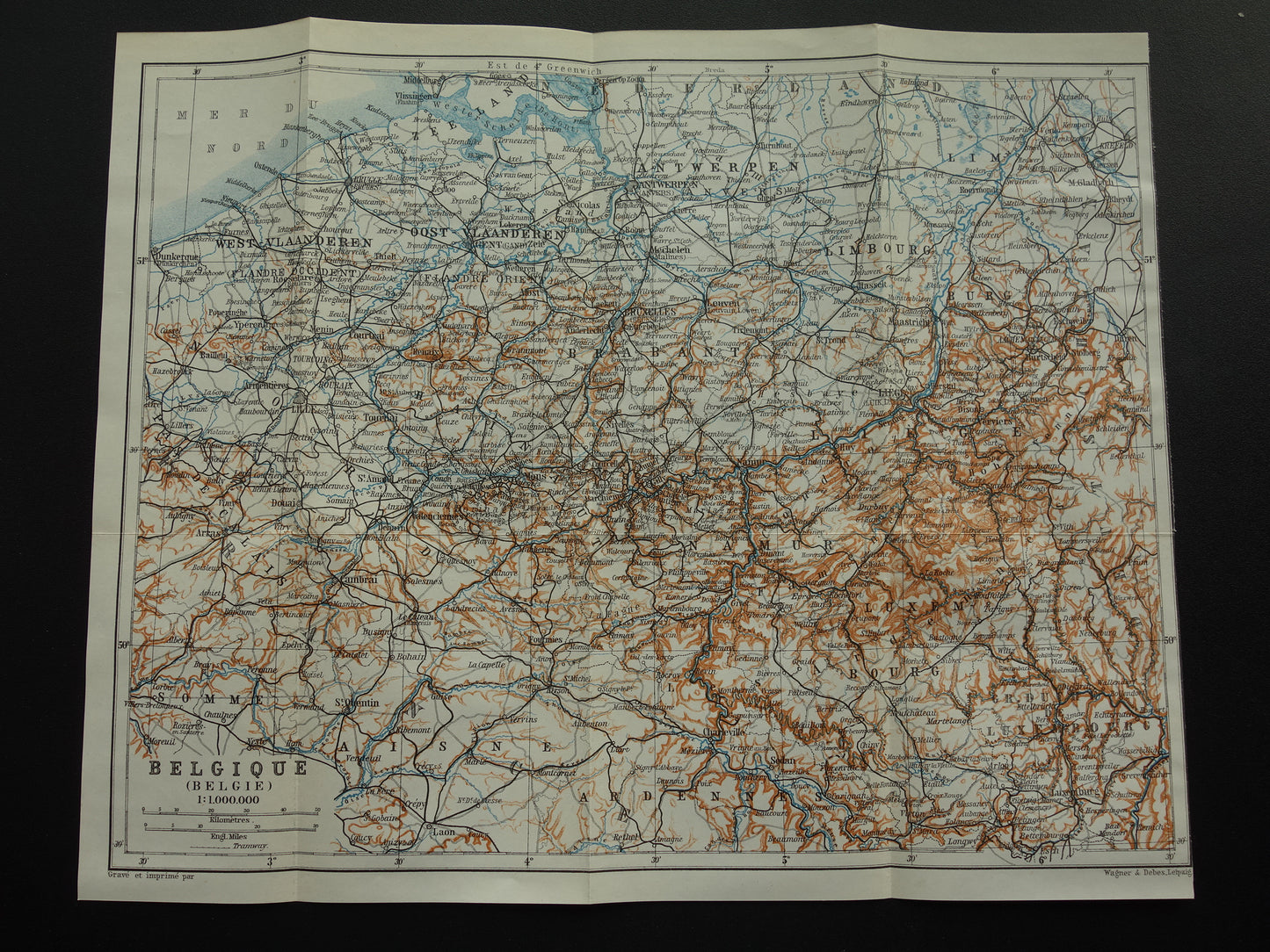 BELGIUM historical map of Belgium from 1904 small original old antique map of Belgium vintage